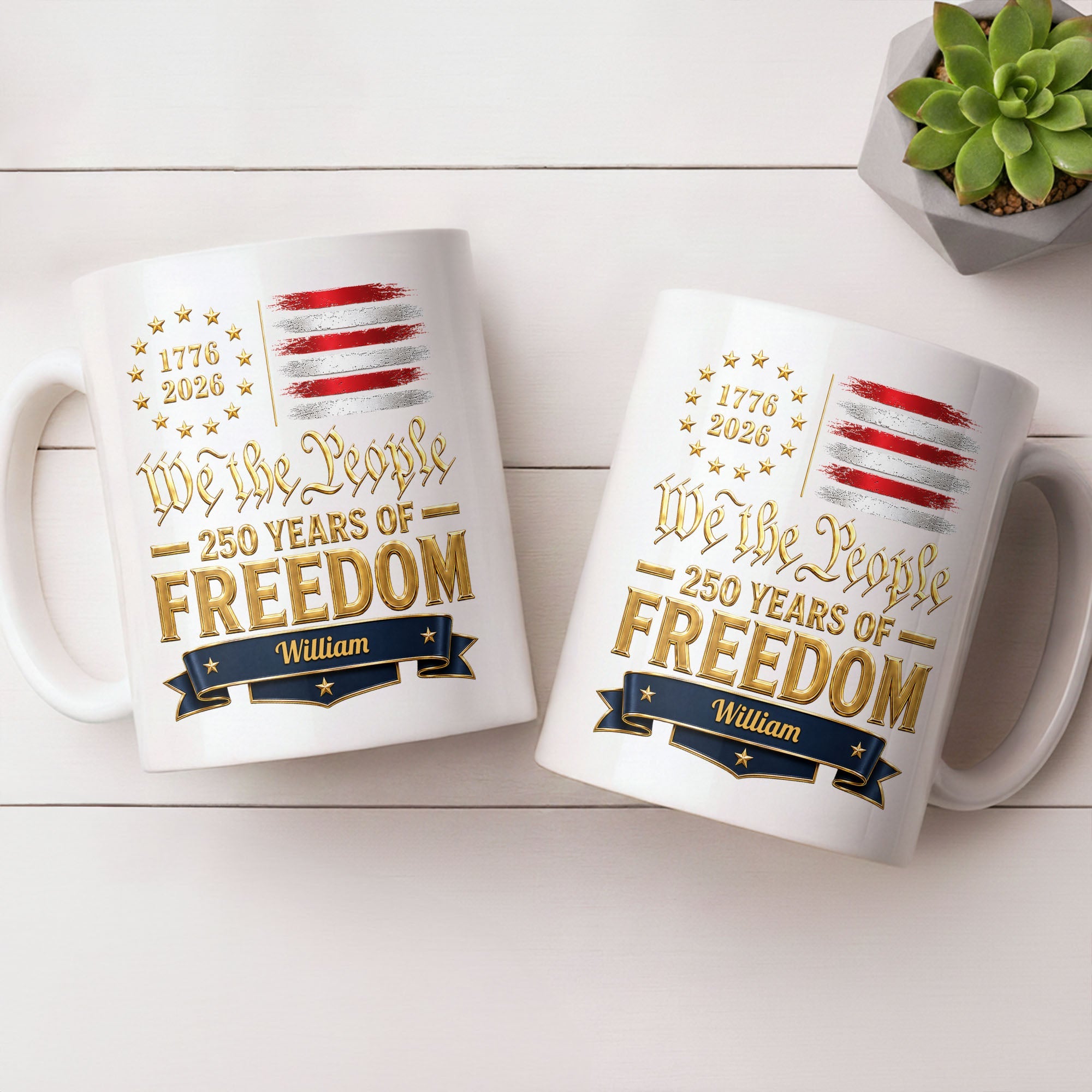 Personalized Edge-to-Edge Mug American Flag Gift for Dad Edge-to-edge Mug GradoCreations