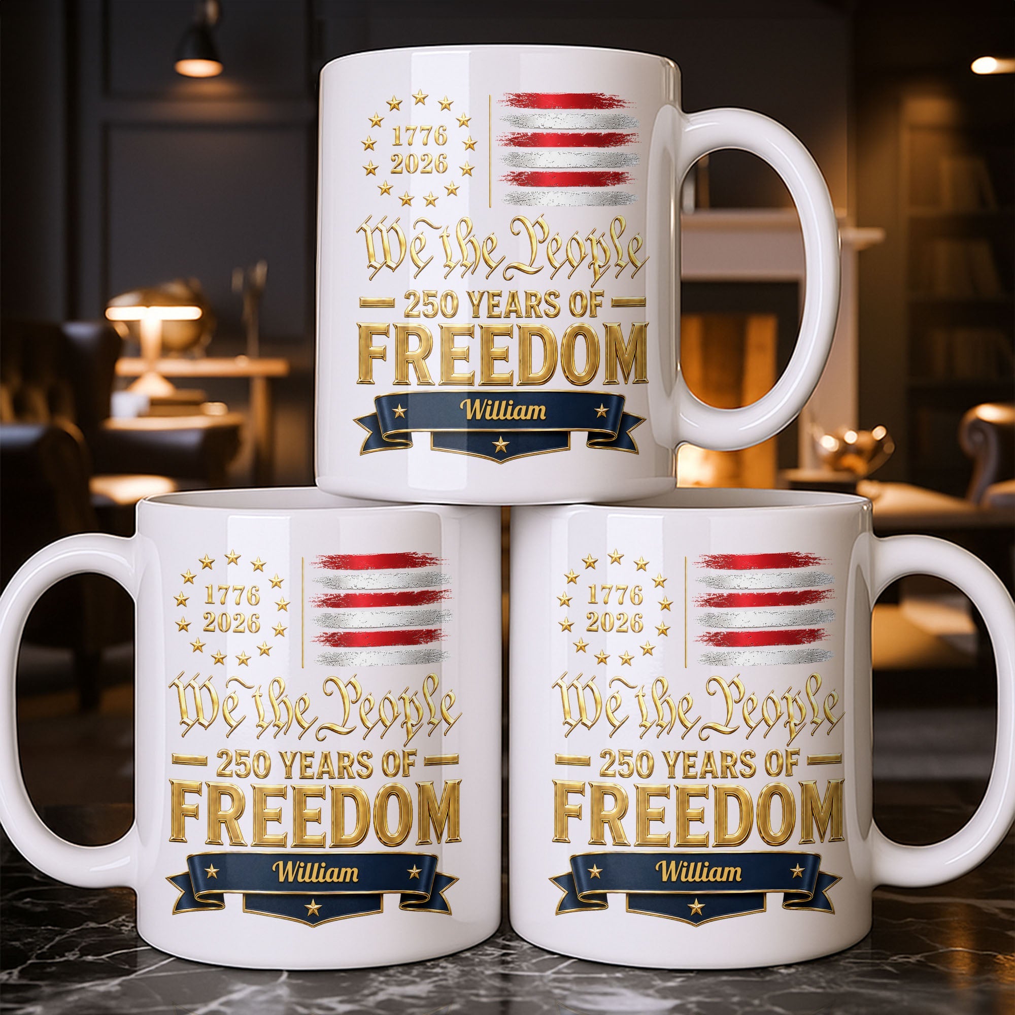 Personalized Edge-to-Edge Mug American Flag Gift for Dad Edge-to-edge Mug GradoCreations
