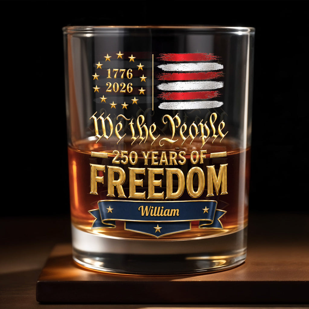 Personalized Whiskey Glass Custom Name American Flag Gift for Dad Whiskey Glass GradoCreations