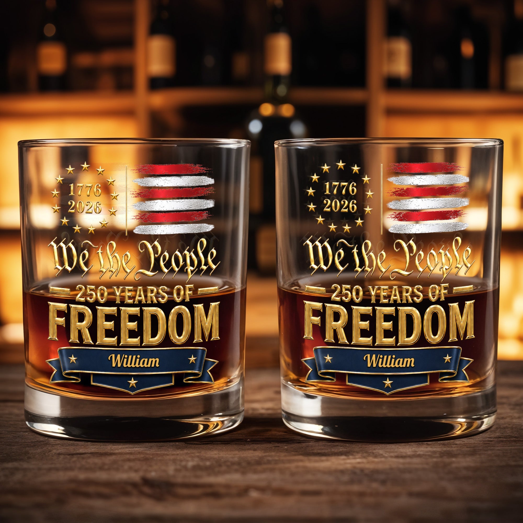 Personalized Whiskey Glass Custom Name American Flag Gift for Dad Whiskey Glass GradoCreations