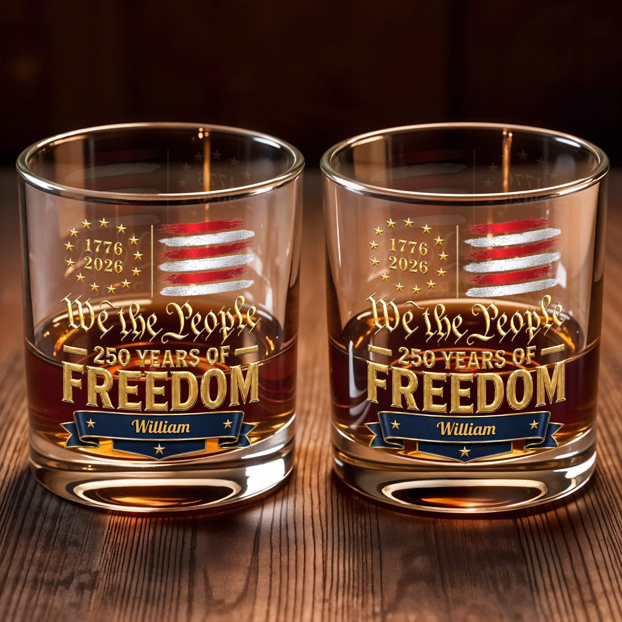Personalized Whiskey Glass Custom Name American Flag Gift for Dad Whiskey Glass GradoCreations
