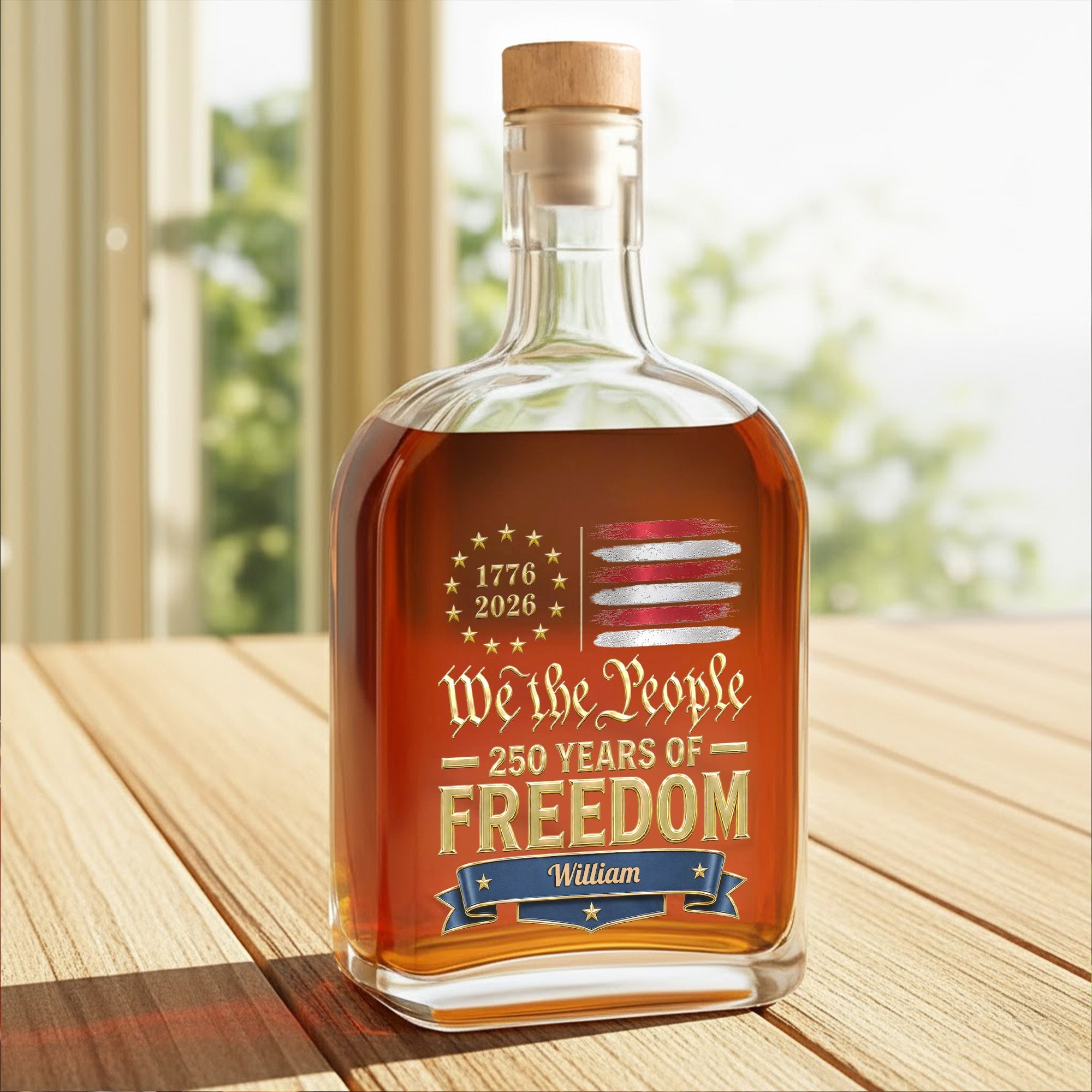 Personalized Whiskey Bottle Custom Name American Flag Gift for Dad Whiskey Bottle GradoCreations