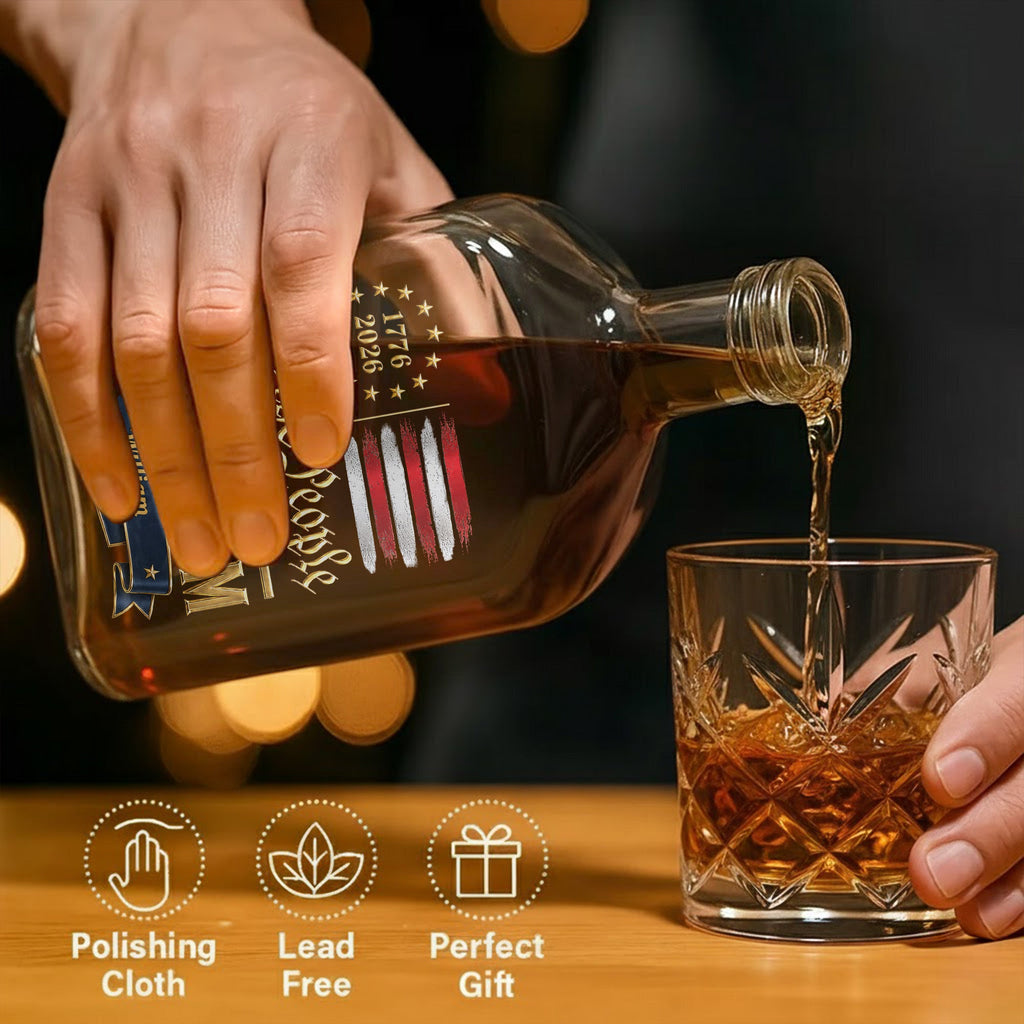 Personalized Whiskey Bottle Custom Name American Flag Gift for Dad Whiskey Bottle GradoCreations