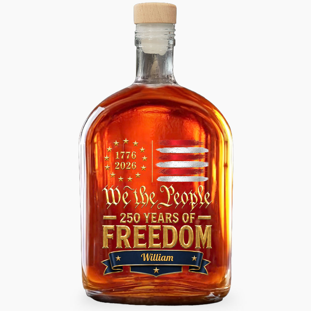Personalized Whiskey Bottle Custom Name American Flag Gift for Dad Whiskey Bottle GradoCreations