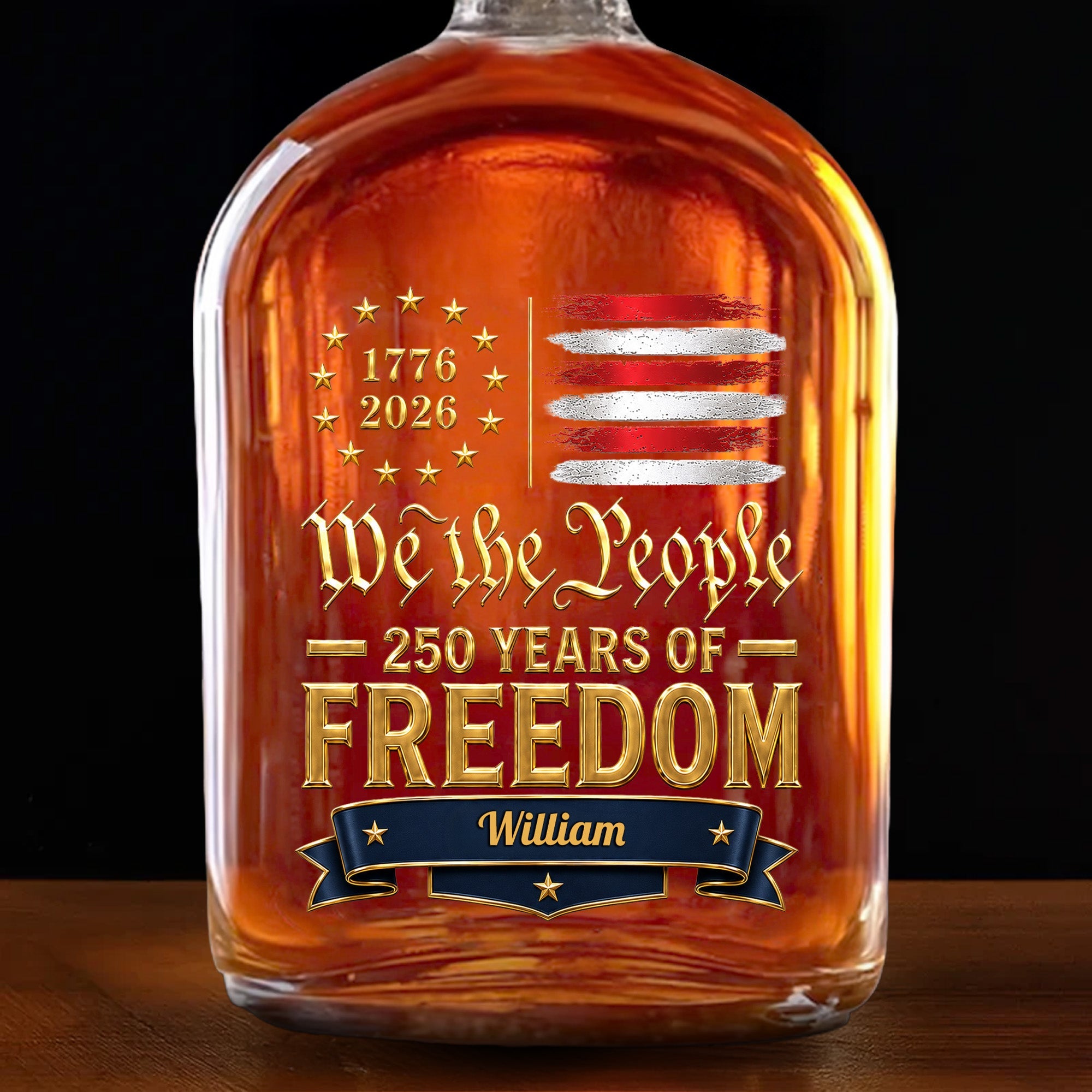 Personalized Whiskey Bottle Custom Name American Flag Gift for Dad Whiskey Bottle GradoCreations