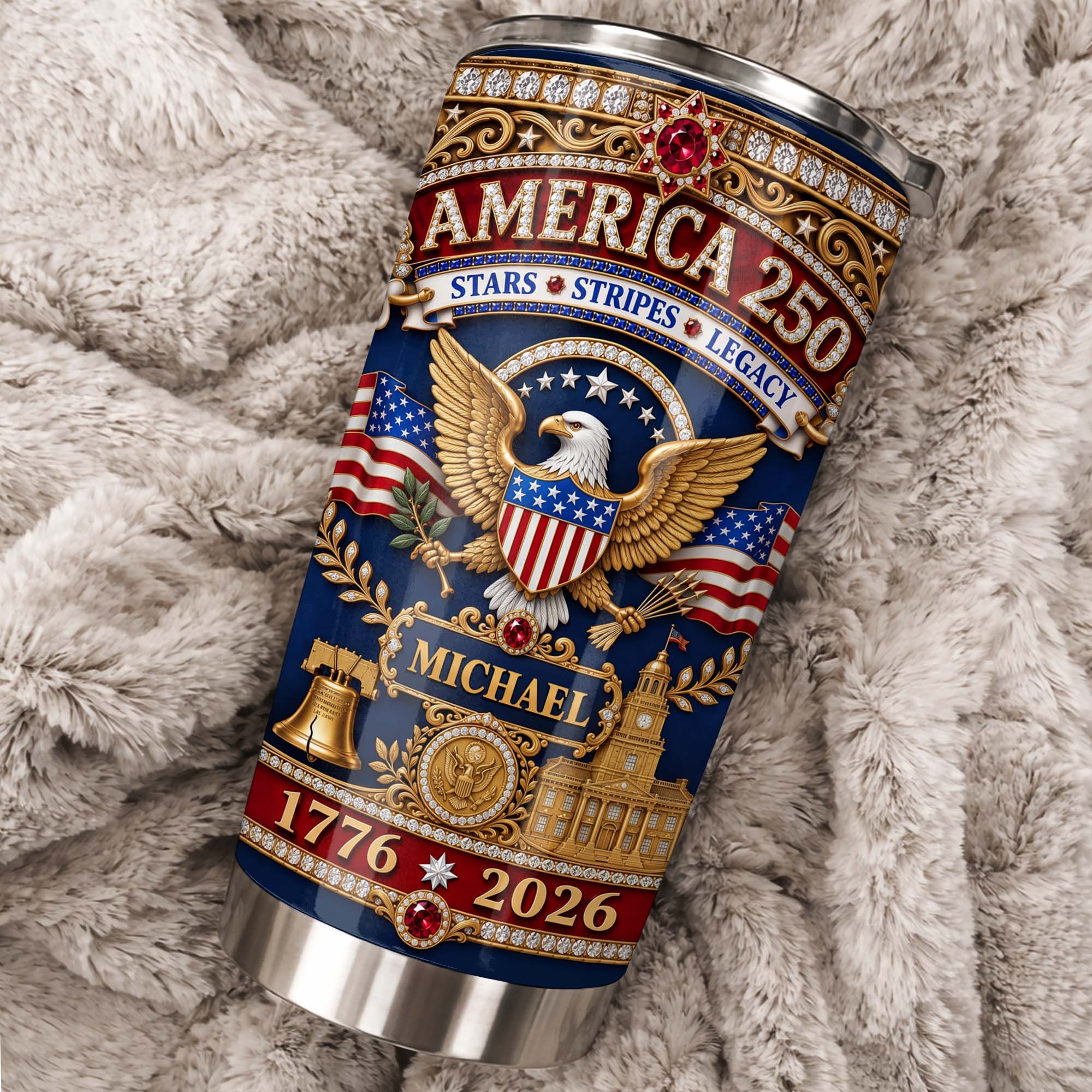 Personalized Stainless Steel Tumbler 4th of July Gift for Dad Tumbler GradoCreations
