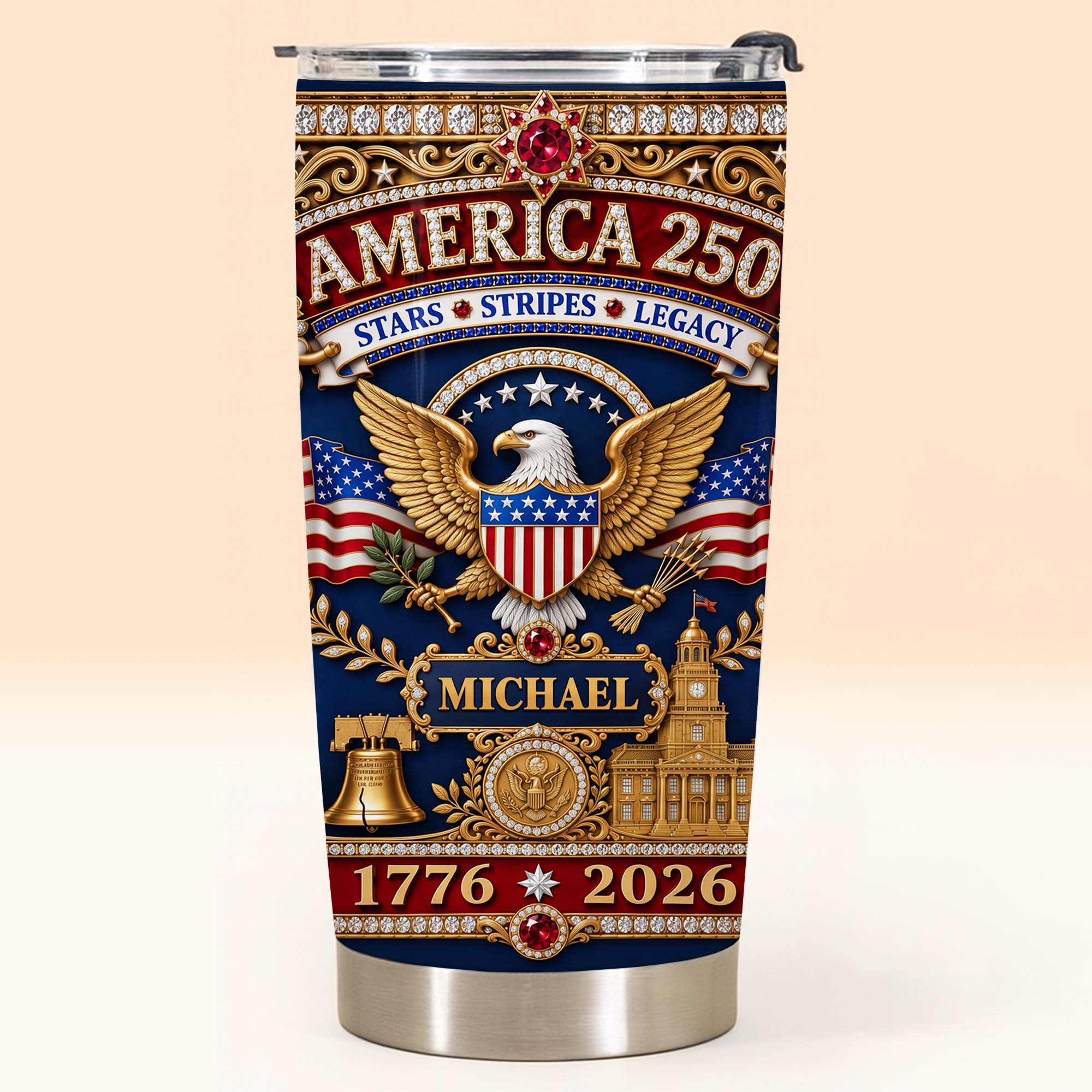 Personalized Stainless Steel Tumbler 4th of July Gift for Dad Tumbler GradoCreations