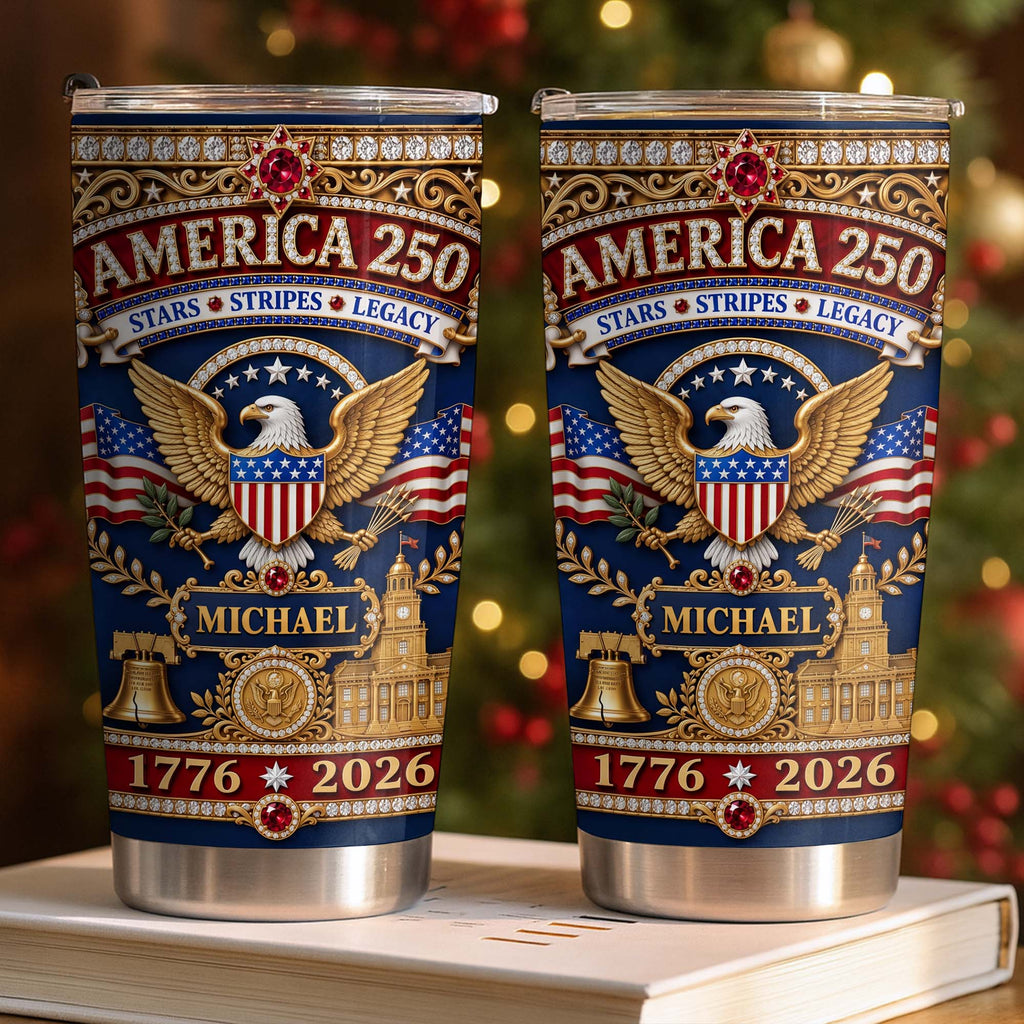 Personalized Stainless Steel Tumbler 4th of July Gift for Dad Tumbler GradoCreations