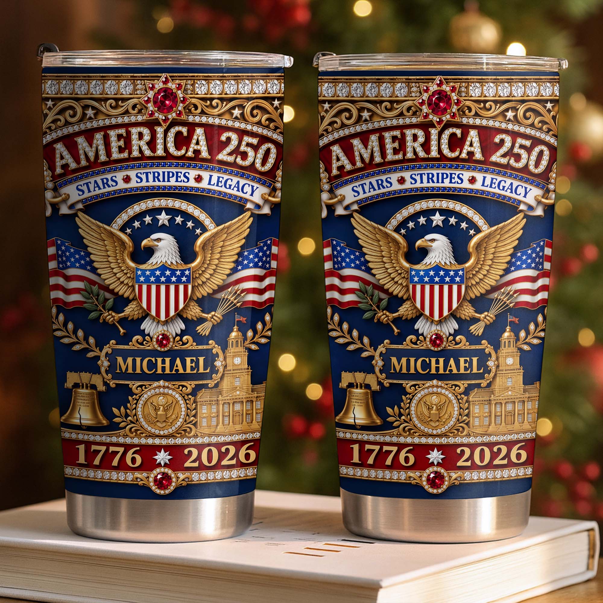 Personalized Stainless Steel Tumbler 4th of July Gift for Dad Tumbler GradoCreations