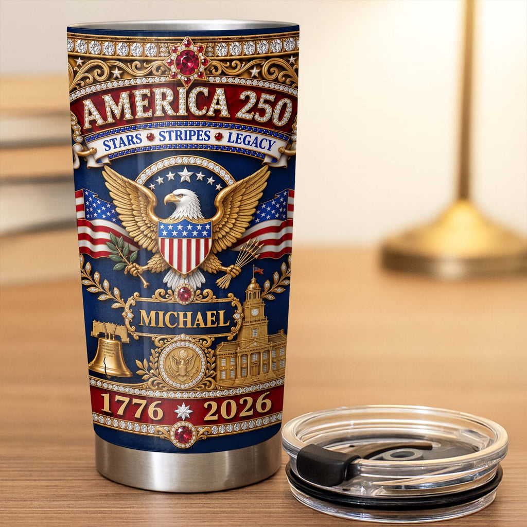 Personalized Stainless Steel Tumbler 4th of July Gift for Dad Tumbler GradoCreations
