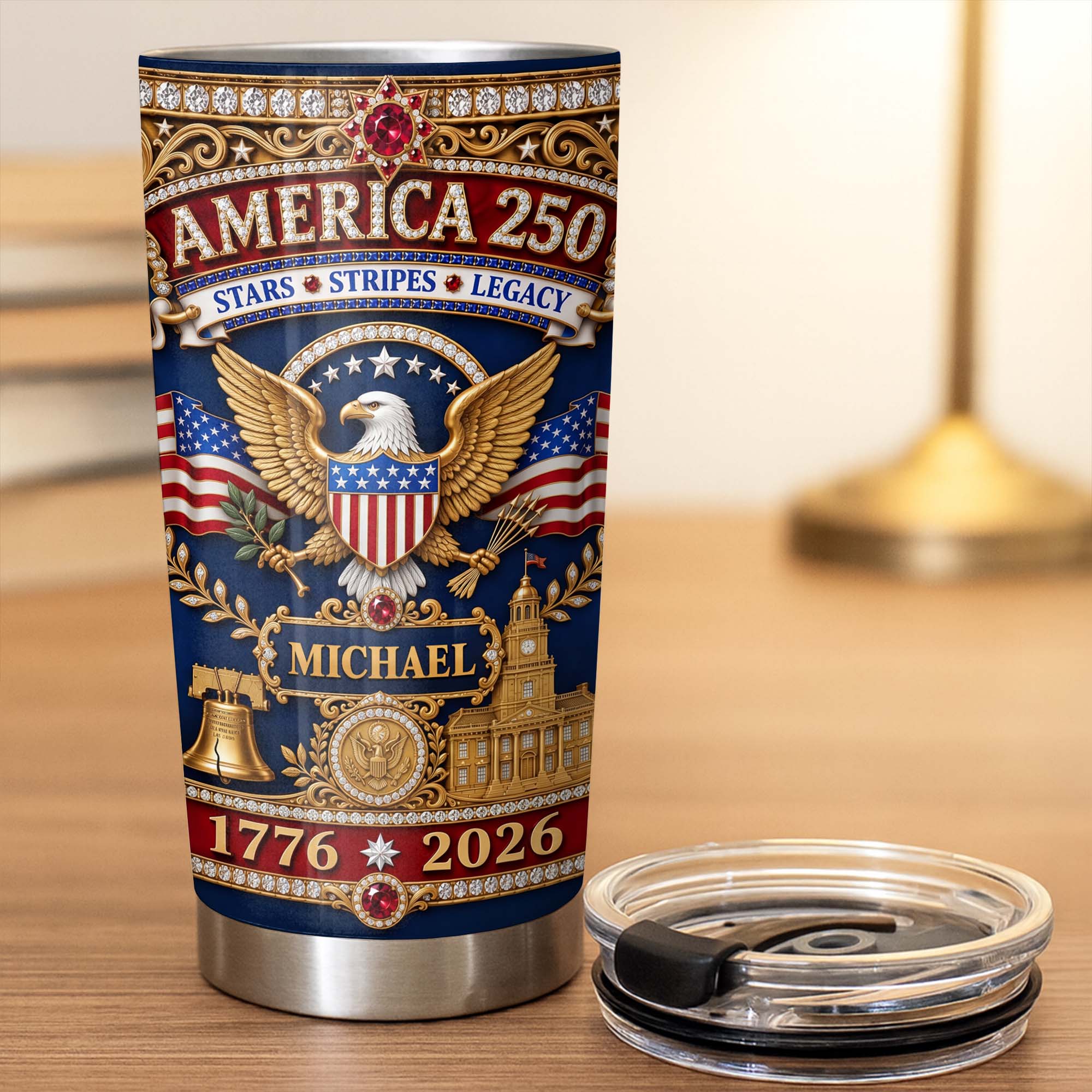 Personalized Stainless Steel Tumbler 4th of July Gift for Dad Tumbler GradoCreations