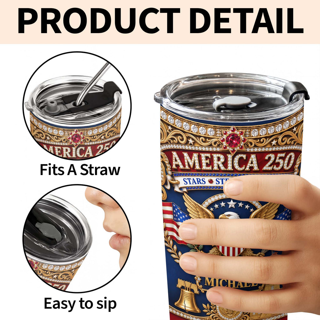 Personalized Stainless Steel Tumbler 4th of July Gift for Dad Tumbler GradoCreations