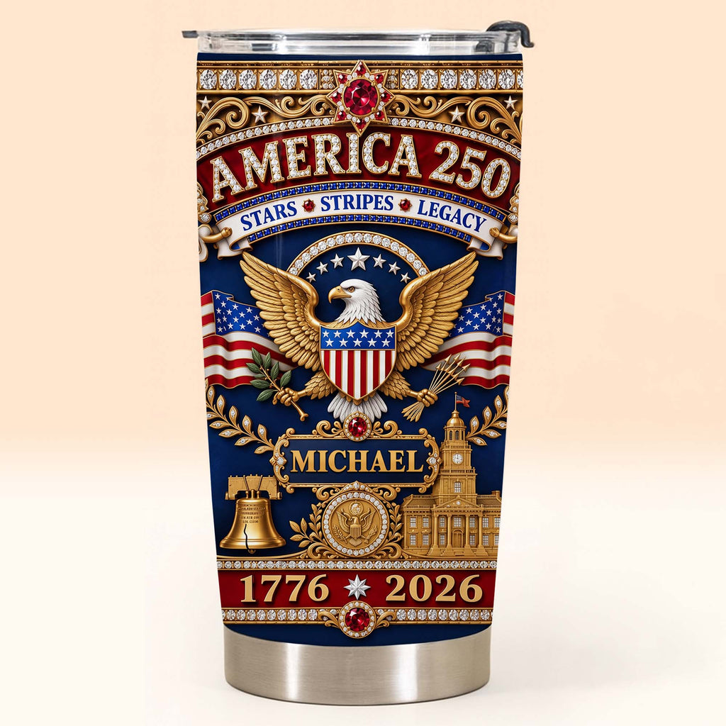 Personalized 20oz Stainless Steel Tumbler Custom Name Gift for Dad Independence Day 20oz Tumbler GradoCreations