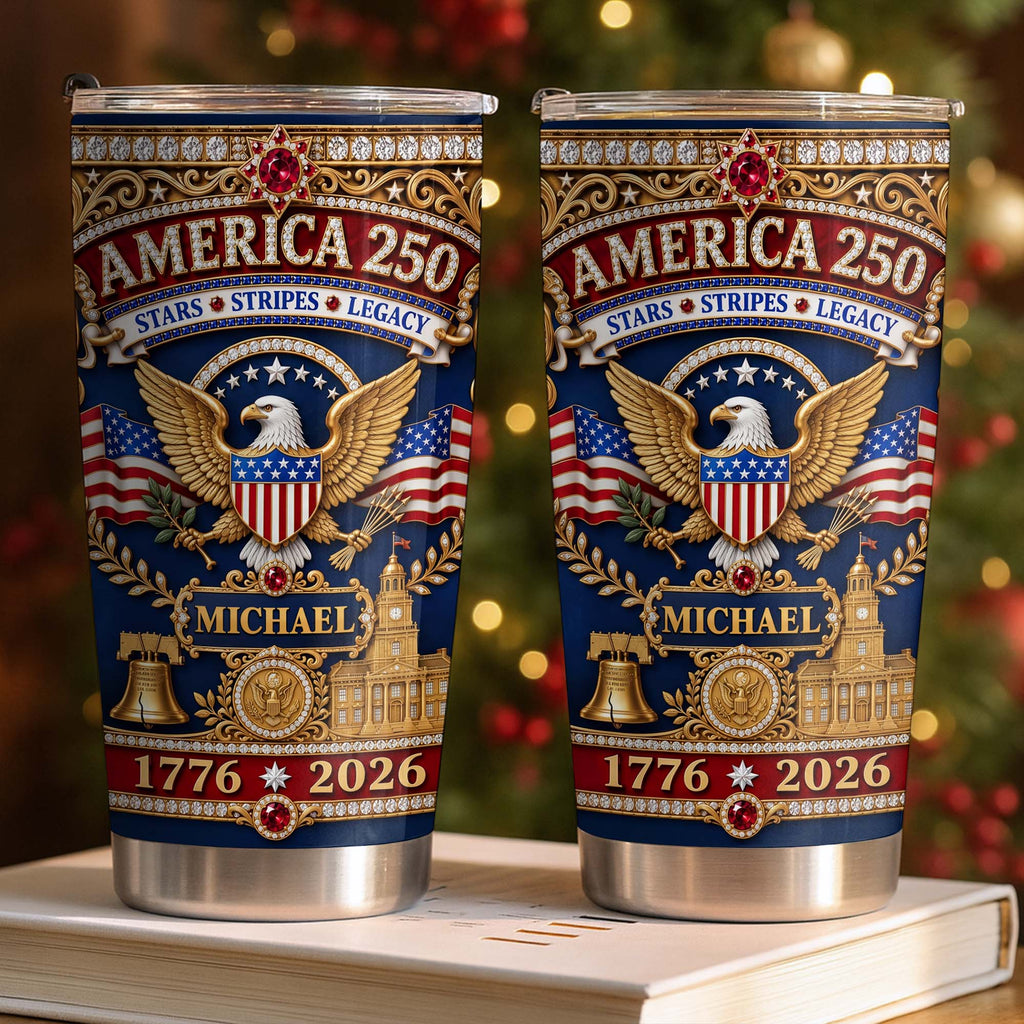 Personalized 20oz Stainless Steel Tumbler Custom Name Gift for Dad Independence Day 20oz Tumbler GradoCreations