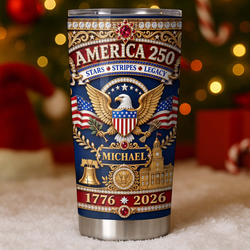 Personalized 20oz Stainless Steel Tumbler Custom Name Gift for Dad Independence Day 20oz Tumbler GradoCreations