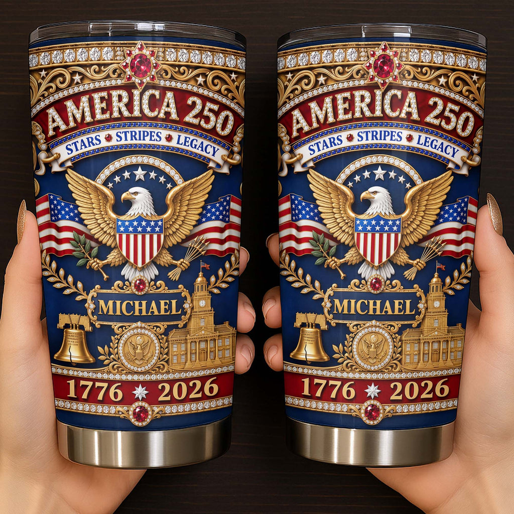 Personalized 20oz Stainless Steel Tumbler Custom Name Gift for Dad Independence Day 20oz Tumbler GradoCreations