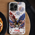 Personalized Clear Phone Case with Bald Eagle American Flag for 4th of July Clear Phone Case GradoCreations