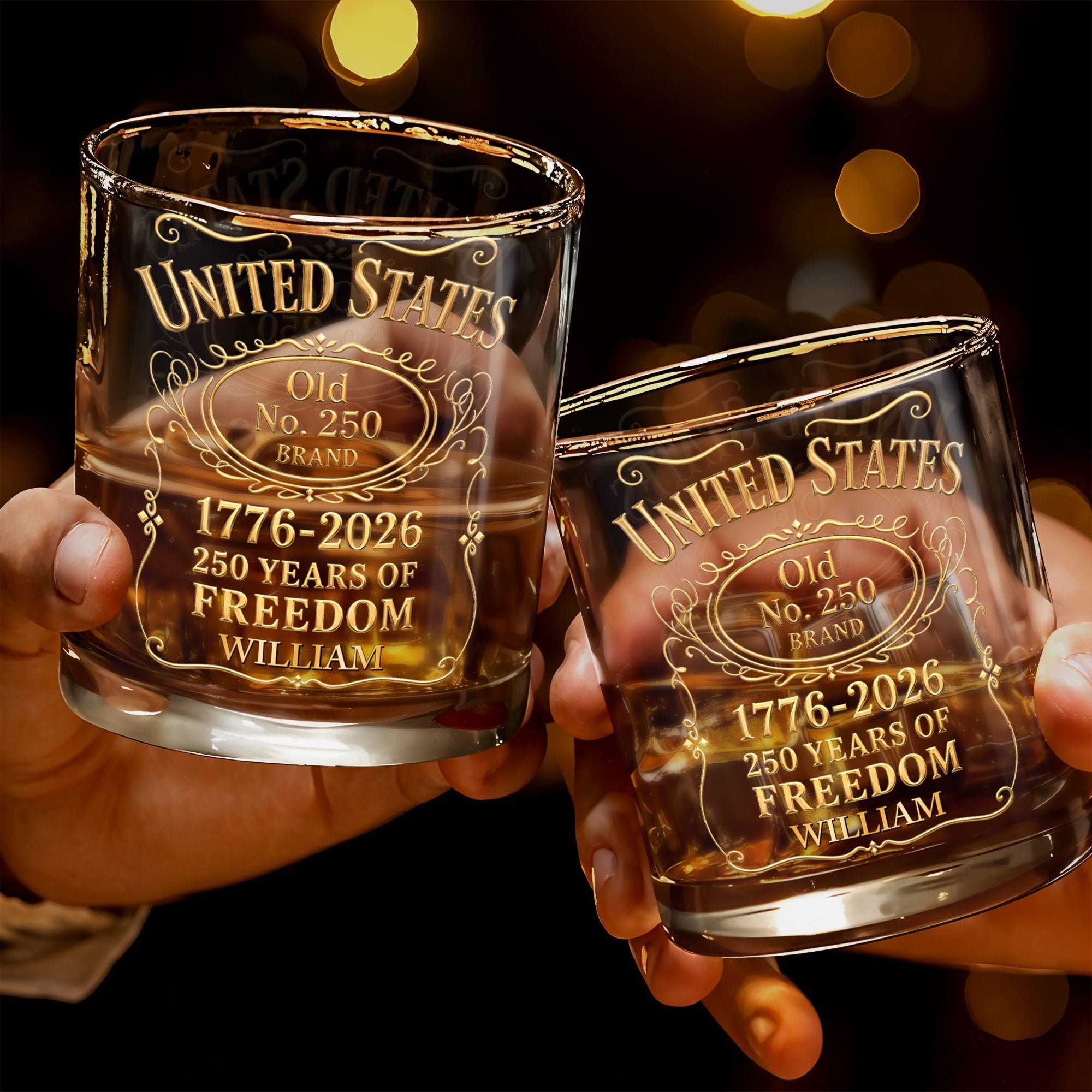 Personalized Custom Whiskey Glass Gift for Dad - 4th of July Whiskey Glass GradoCreations