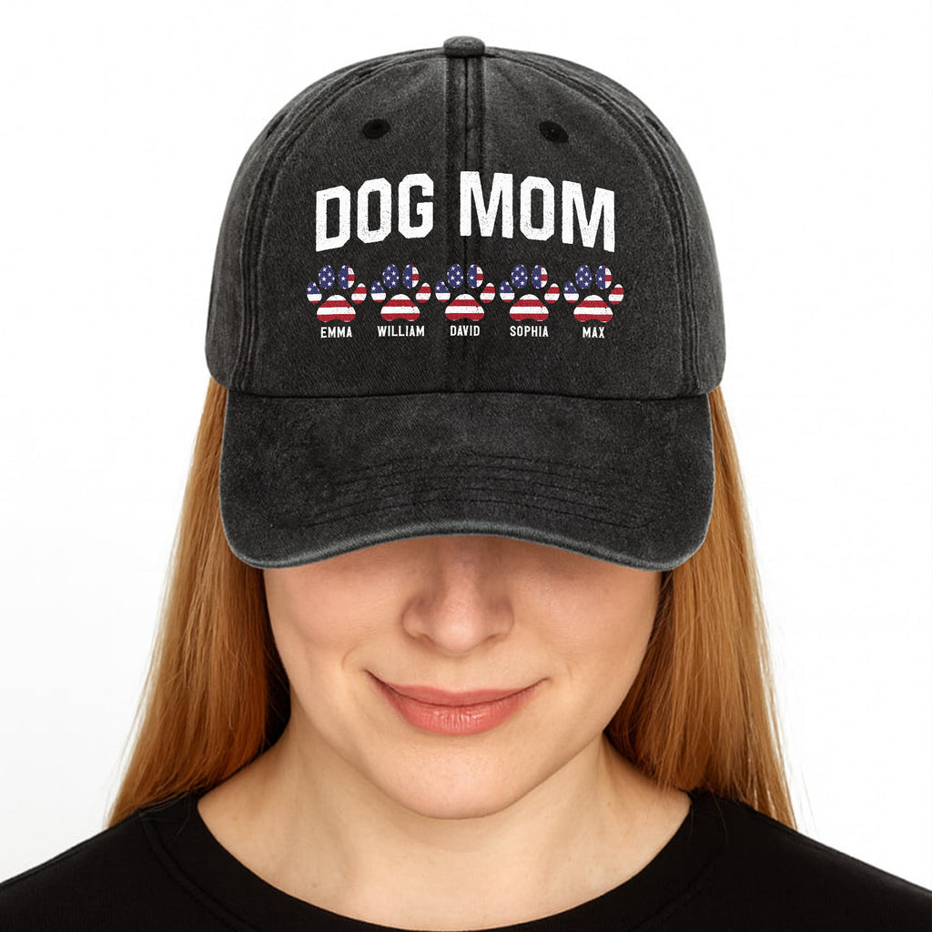 Personalized Washed Denim Cap Custom Dog Dad Gift Patriotic Washed Denim Cap GradoCreations