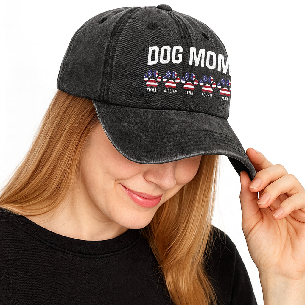 Personalized Washed Denim Cap Custom Dog Dad Gift Patriotic Washed Denim Cap GradoCreations