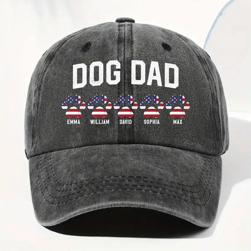 Personalized Washed Denim Cap Custom Dog Dad Gift Patriotic Washed Denim Cap GradoCreations