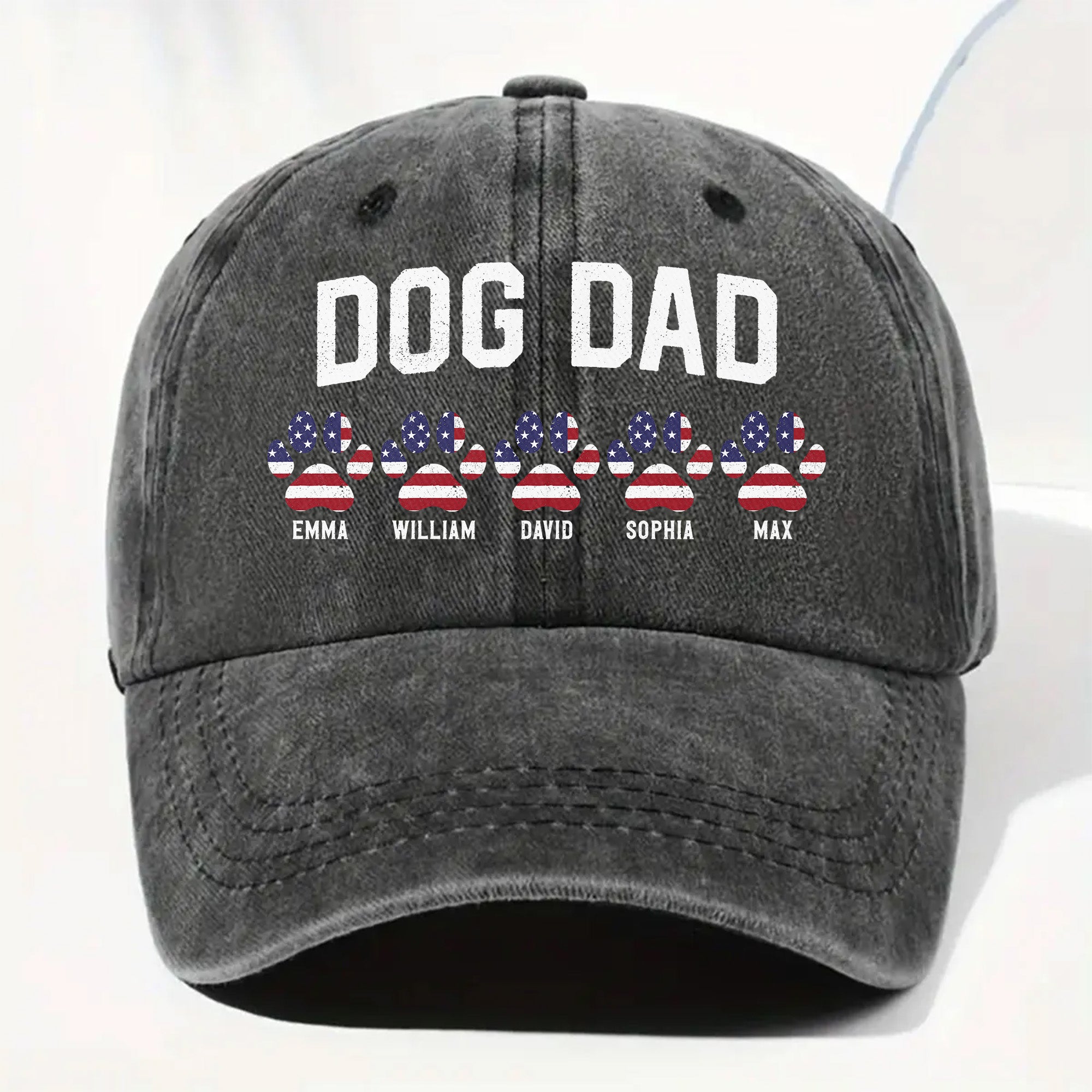 Personalized Washed Denim Cap Custom Dog Dad Gift Patriotic Washed Denim Cap GradoCreations