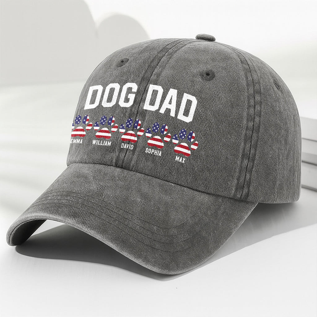 Personalized Washed Denim Cap Custom Dog Dad Gift Patriotic Washed Denim Cap GradoCreations