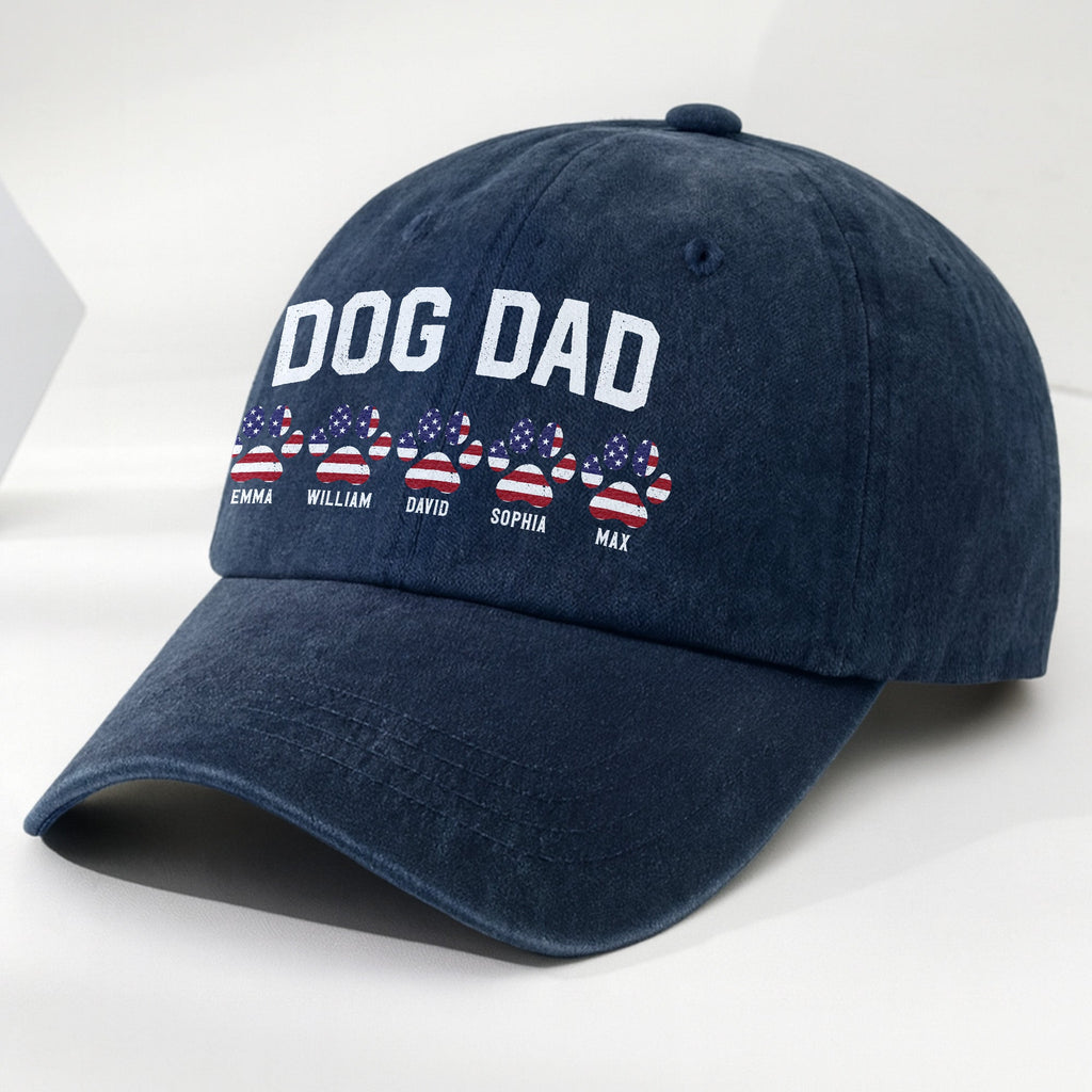 Personalized Washed Denim Cap Custom Dog Dad Gift Patriotic Washed Denim Cap GradoCreations