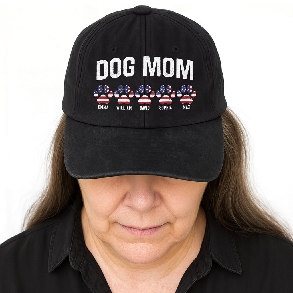 Personalized Washed Denim Cap Custom Dog Dad Gift Patriotic Washed Denim Cap GradoCreations