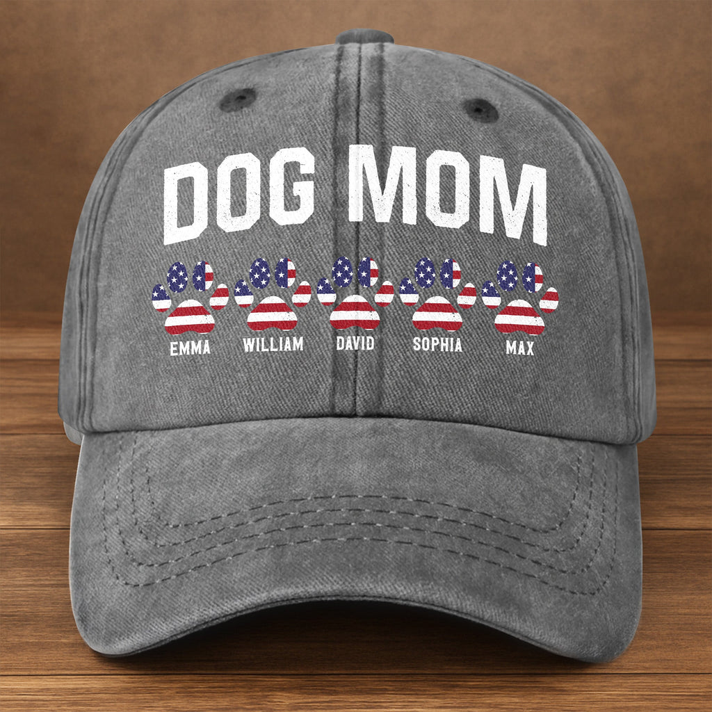 Personalized Washed Denim Cap Custom Dog Dad Gift Patriotic Washed Denim Cap GradoCreations