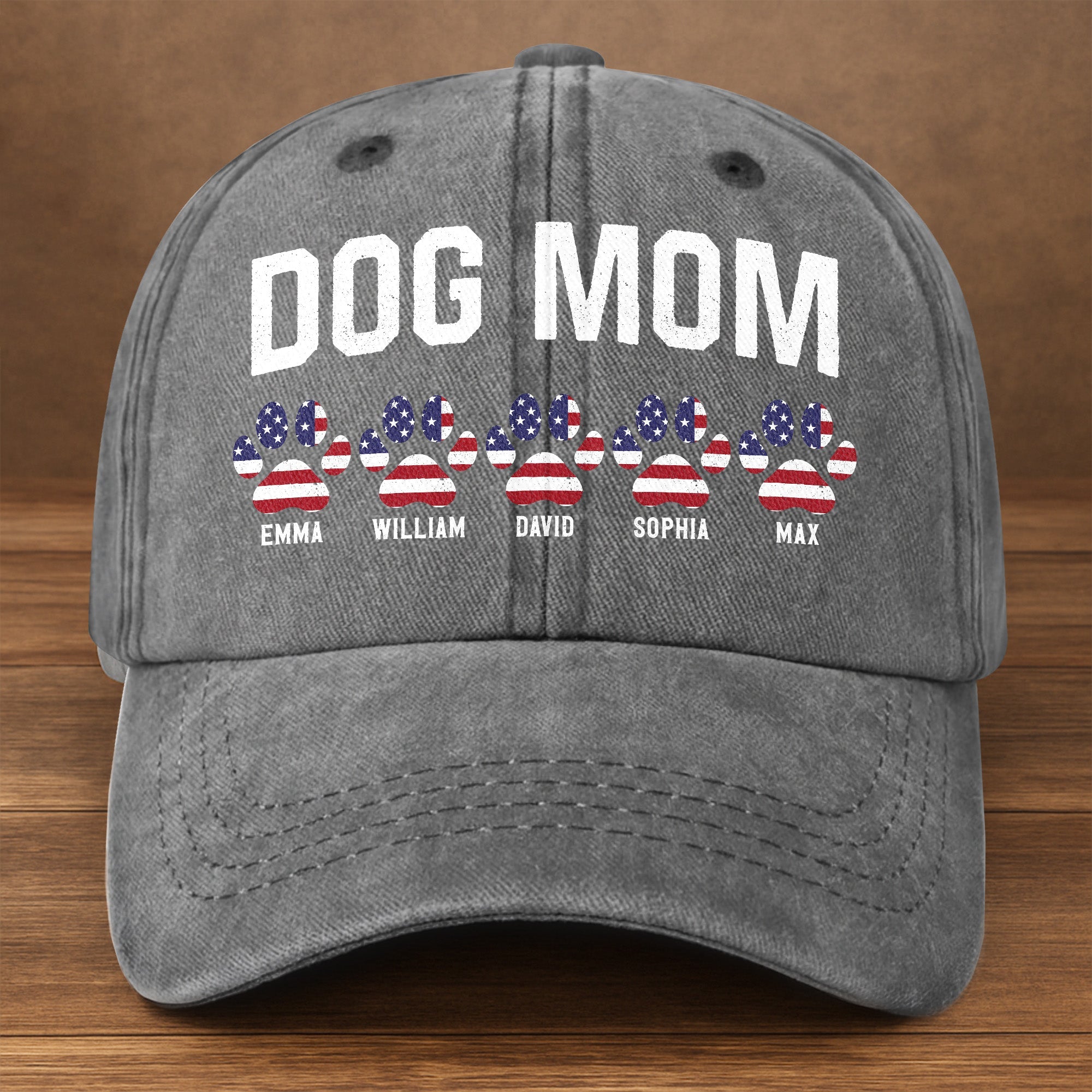 Personalized Washed Denim Cap Custom Dog Dad Gift Patriotic Washed Denim Cap GradoCreations