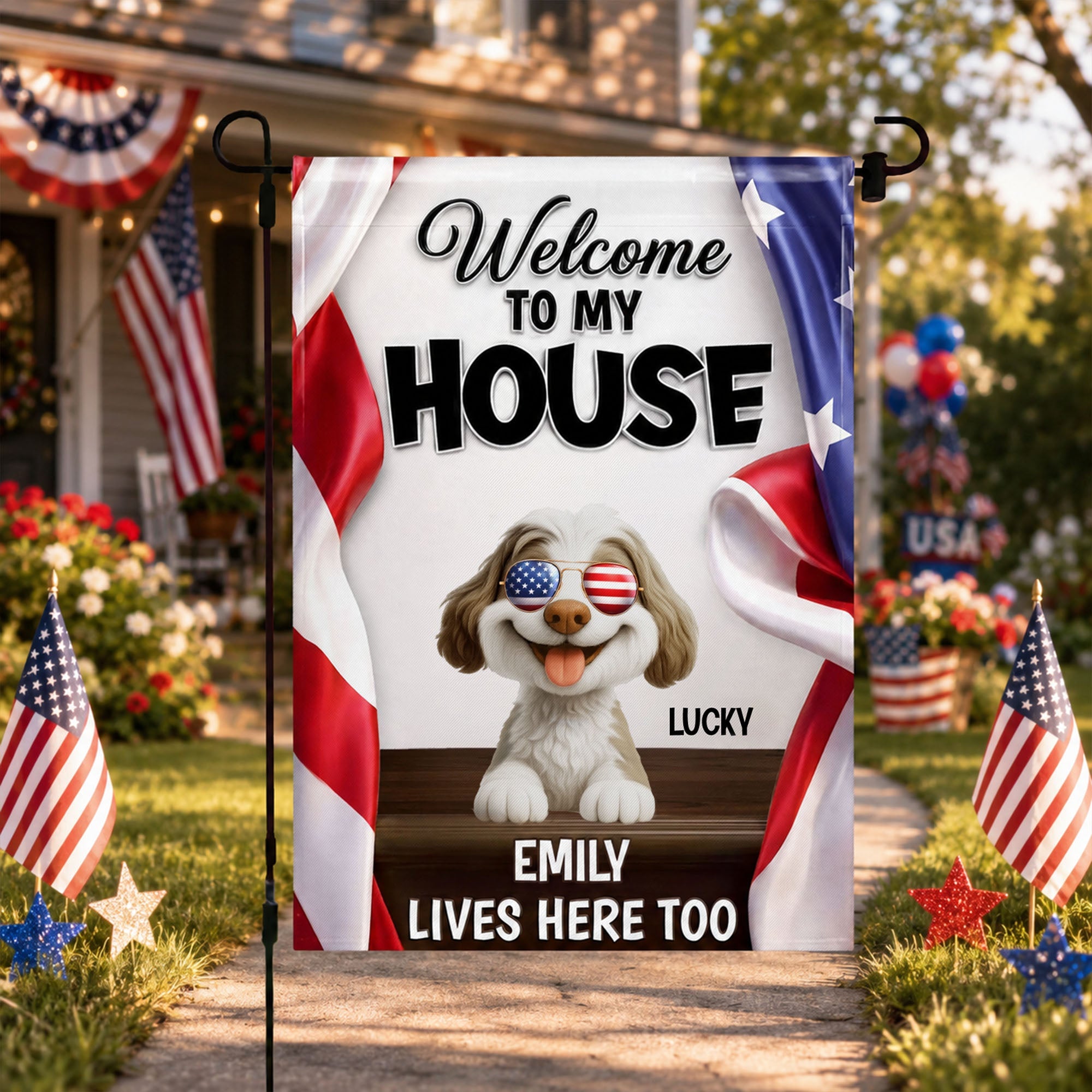 Personalized Family Welcome Garden Flag Custom Dog Design Garden Flag GradoCreations