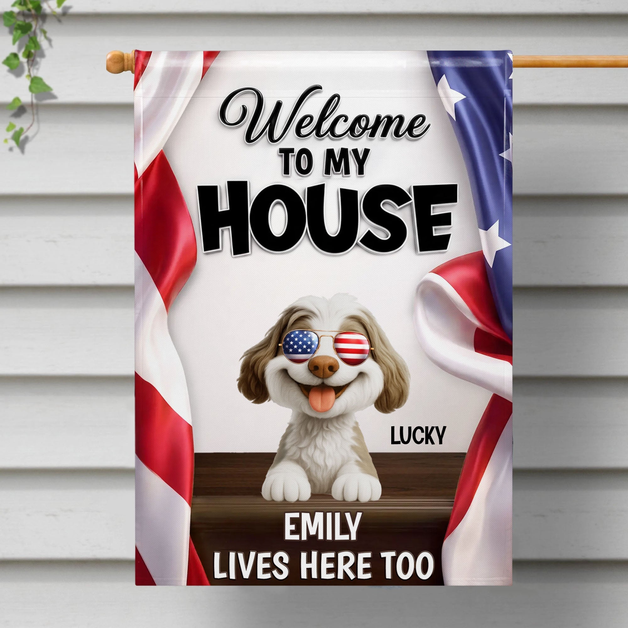 Personalized Family Welcome Garden Flag Custom Dog Design Garden Flag GradoCreations