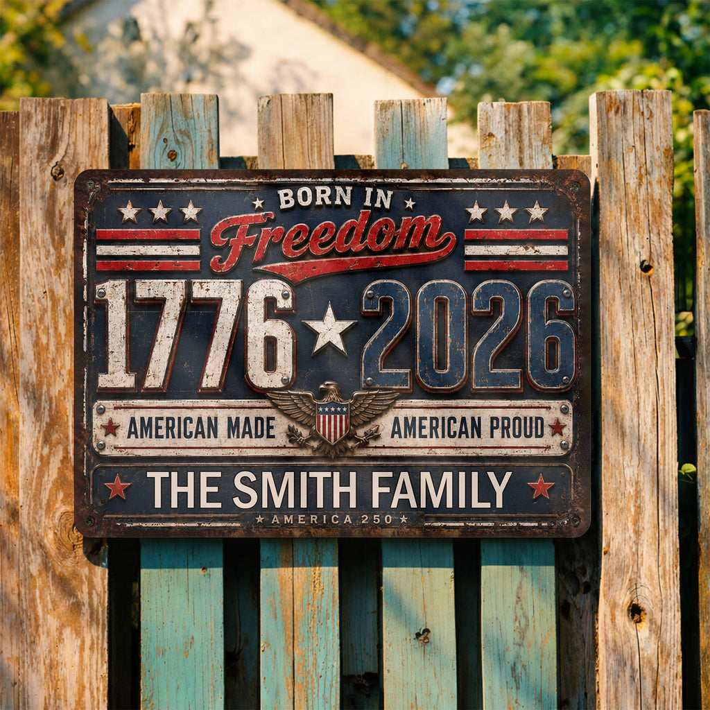 Personalized Metal Sign Custom Name Patriotic Eagle 4th of July Gift Metal Sign GradoCreations