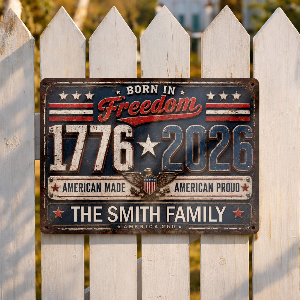 Personalized Metal Sign Custom Name Patriotic Eagle 4th of July Gift Metal Sign GradoCreations