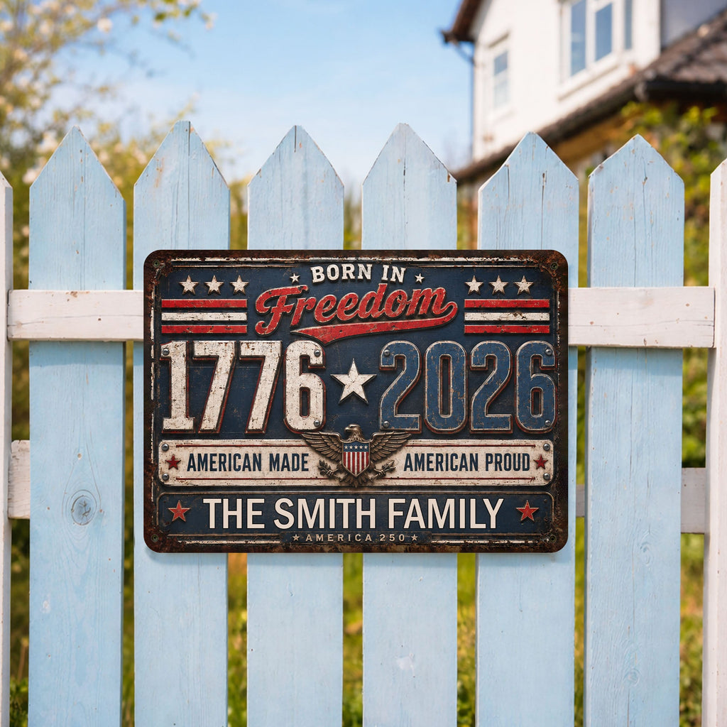 Personalized Metal Sign Custom Name Patriotic Eagle 4th of July Gift Metal Sign GradoCreations