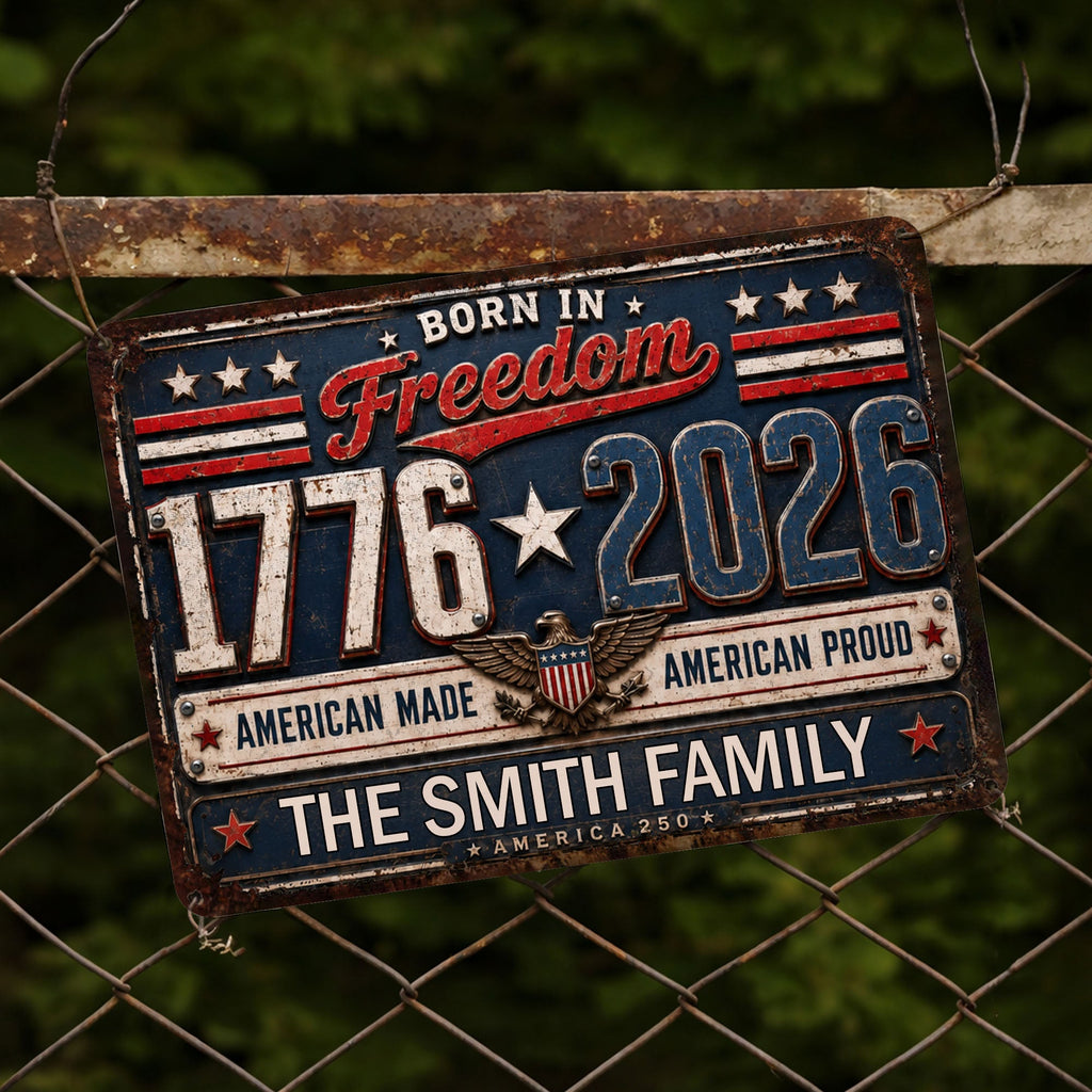 Personalized Metal Sign Custom Name Patriotic Eagle 4th of July Gift Metal Sign GradoCreations