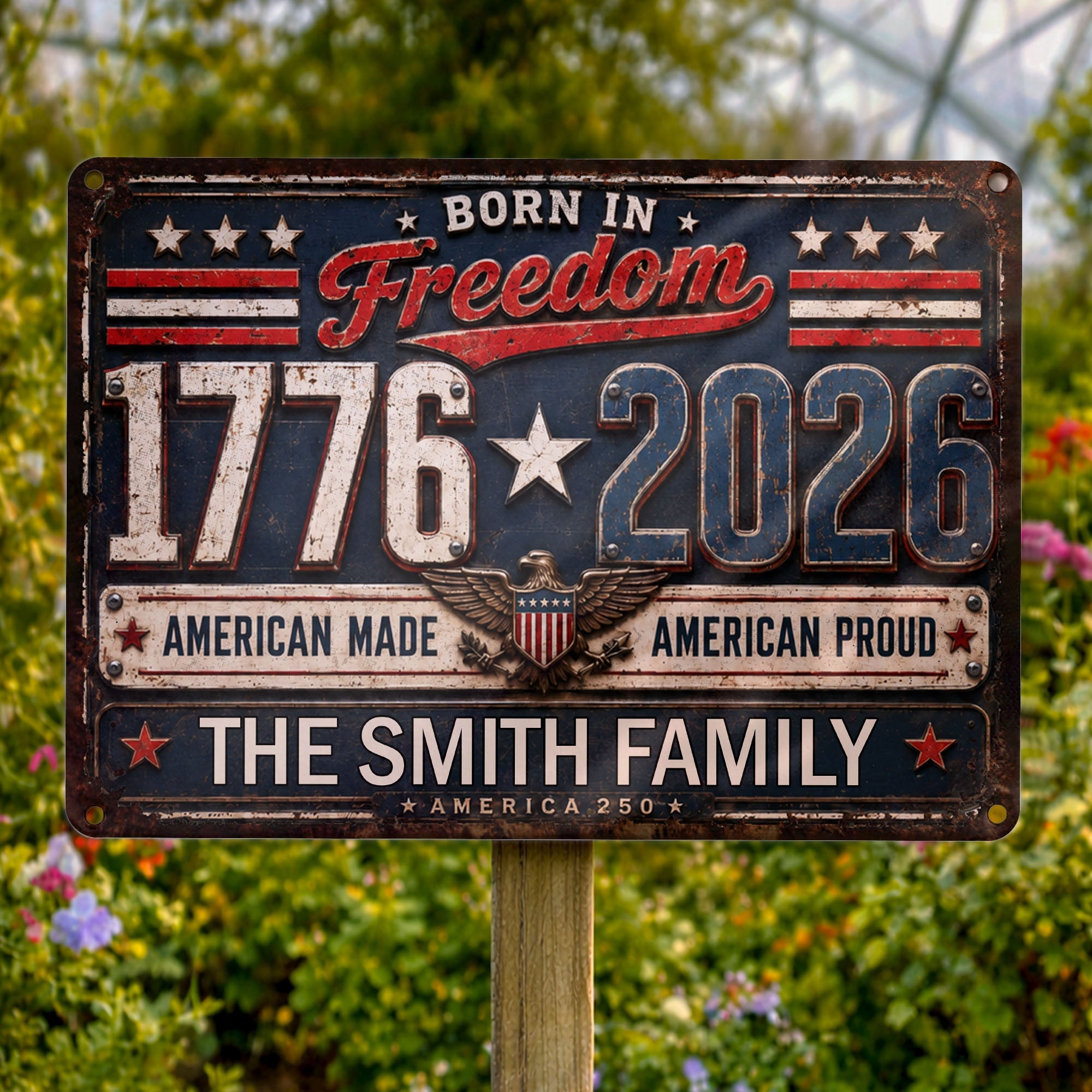 Personalized Metal Sign Custom Name Patriotic Eagle 4th of July Gift Metal Sign GradoCreations