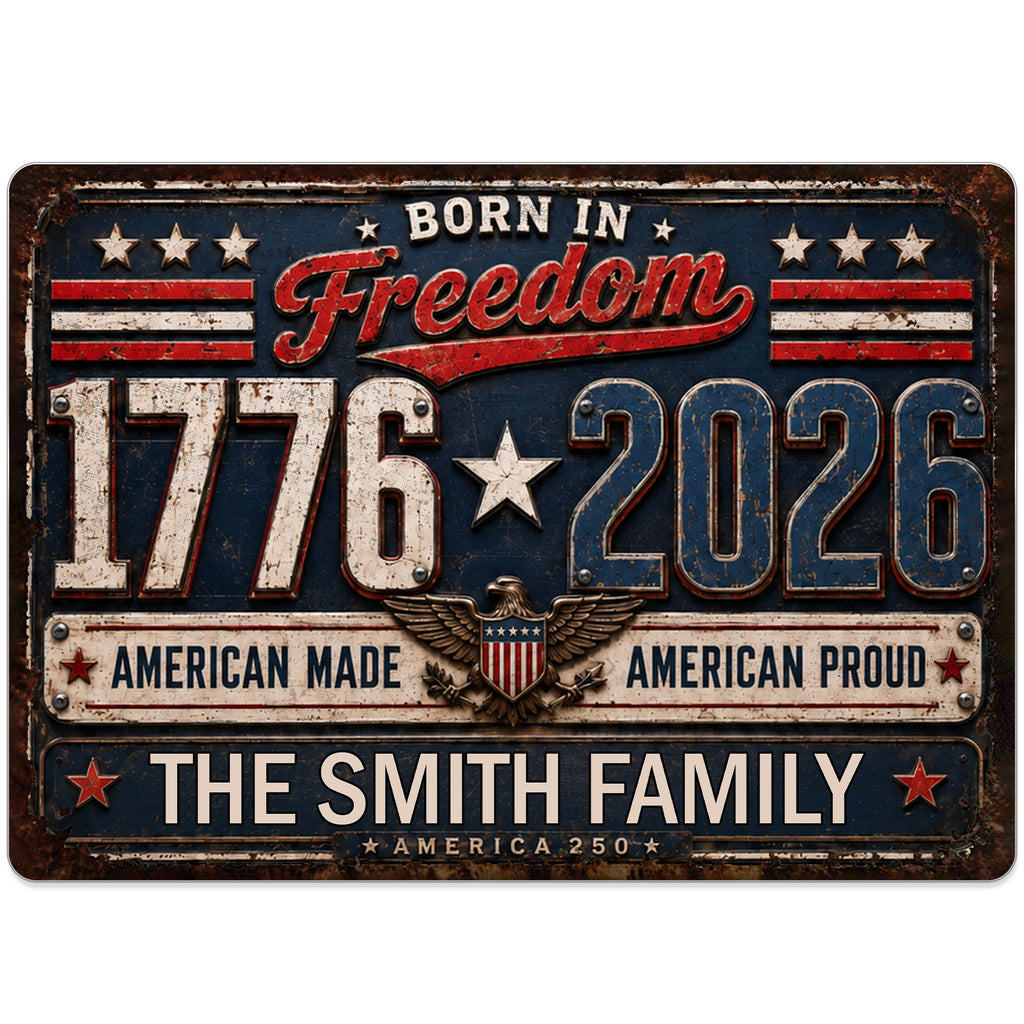 Personalized Metal Sign Custom Name Patriotic Eagle 4th of July Gift Metal Sign GradoCreations