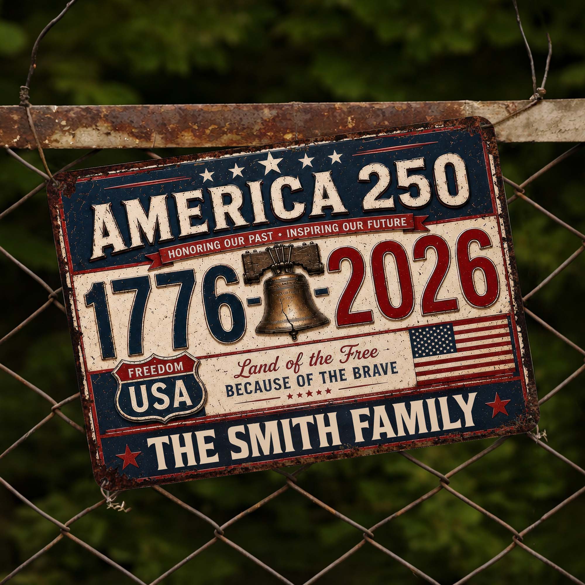 Personalized Metal Sign Custom Name Gift for 4th of July Metal Sign GradoCreations