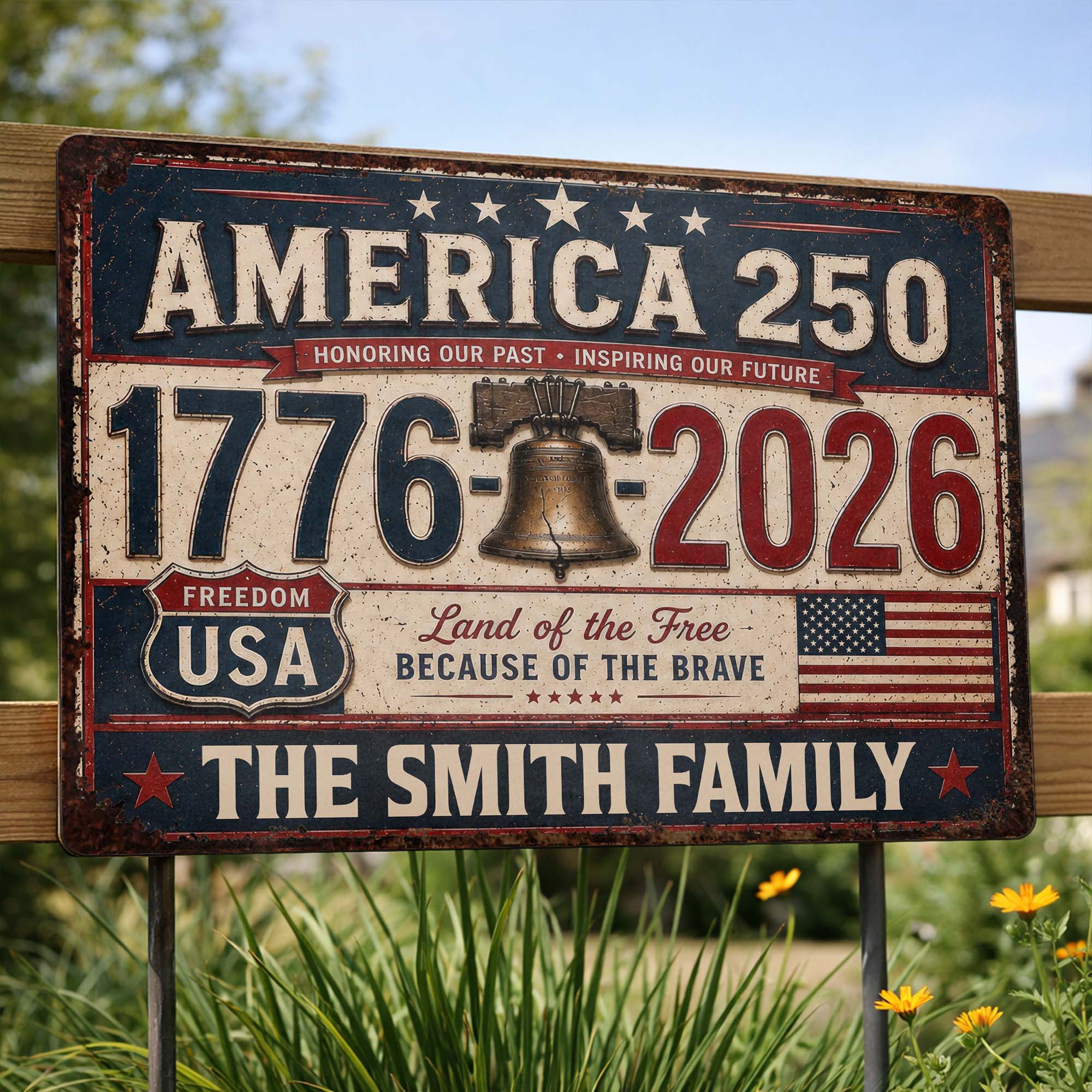 Personalized Metal Sign Custom Name Gift for 4th of July Metal Sign GradoCreations