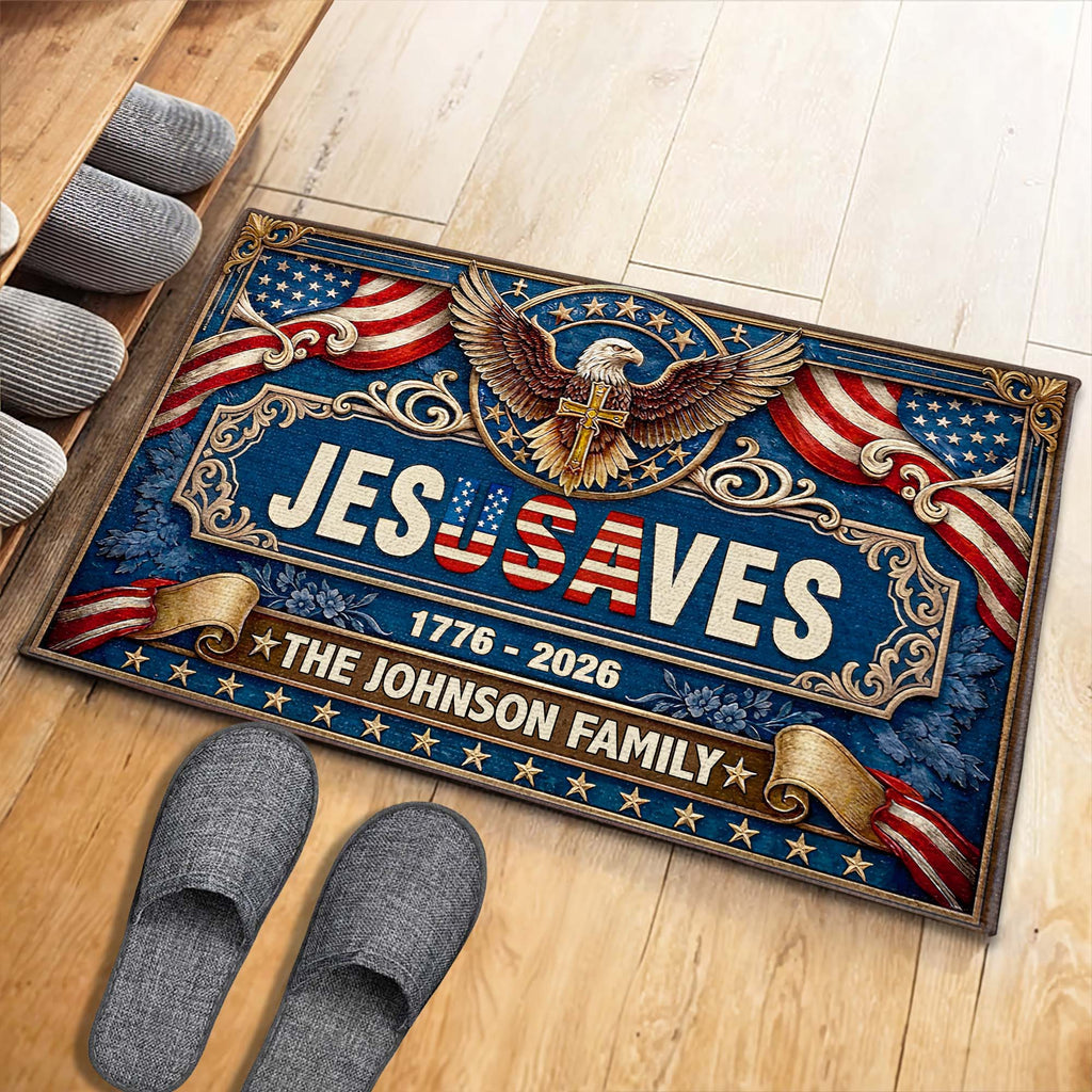 Personalized Jesus Saves Doormat Custom Family Name Gift Doormat GradoCreations