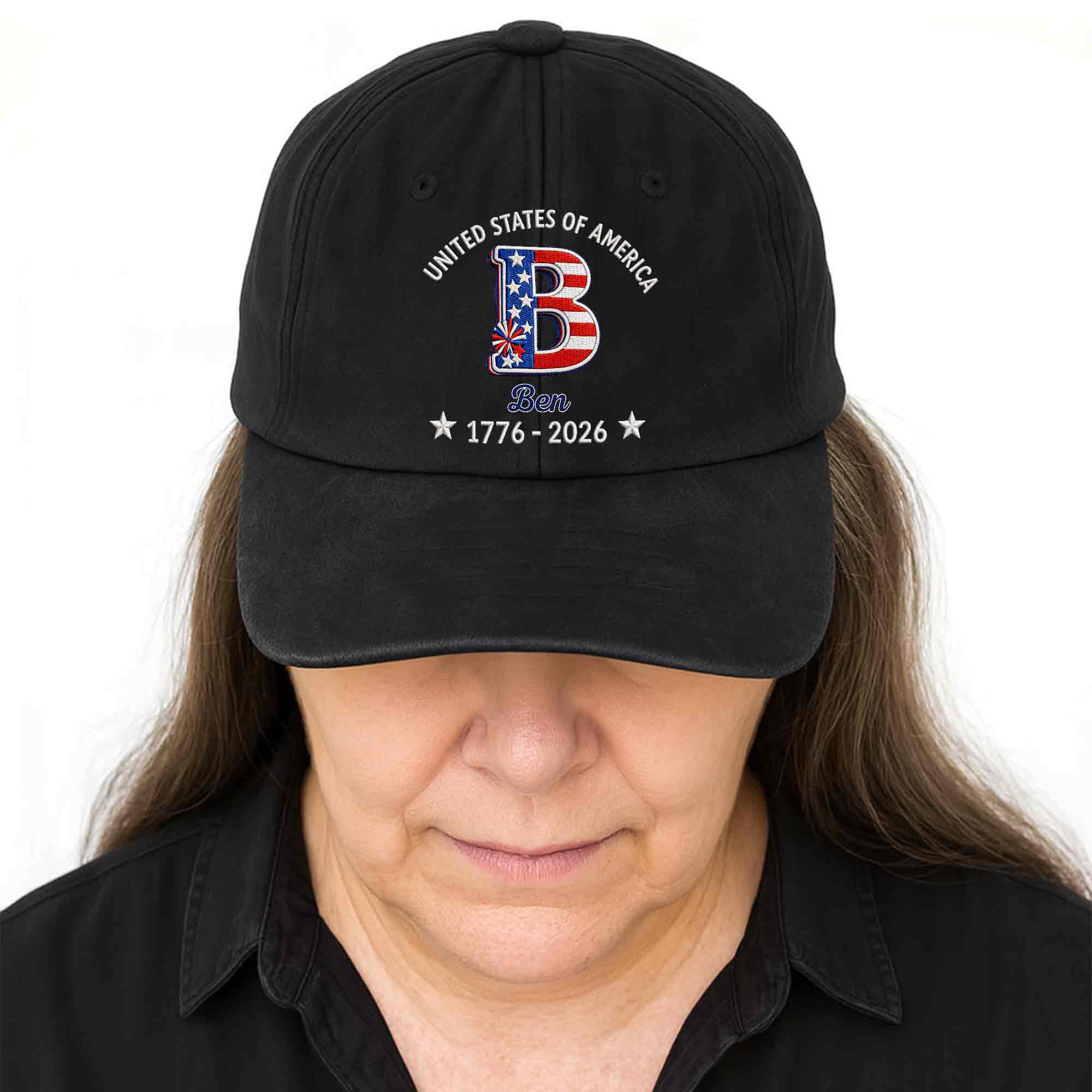 Personalized Denim Cap Custom Name USA Flag Gift for Dad Washed Denim Cap GradoCreations
