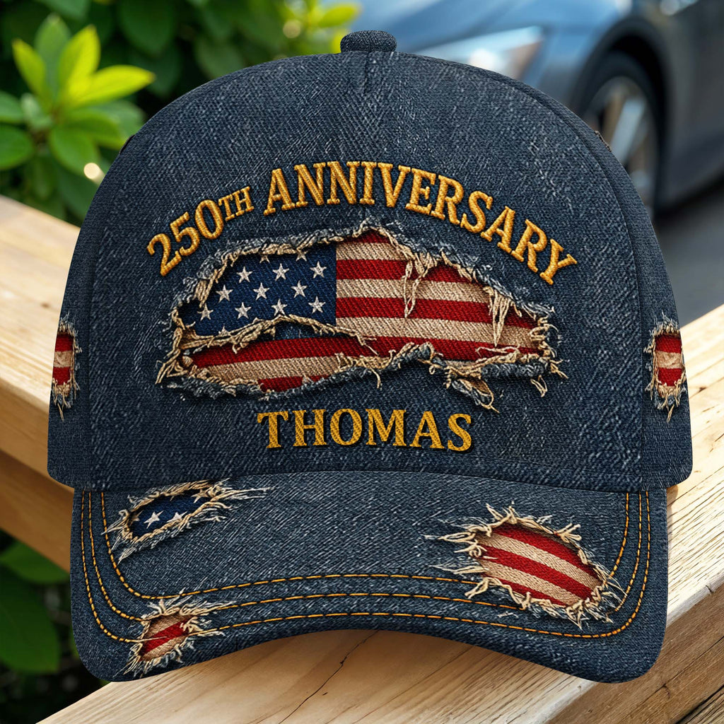 Personalized Classic Cap USA Flag Custom Name Gift for Dad Classic Cap GradoCreations
