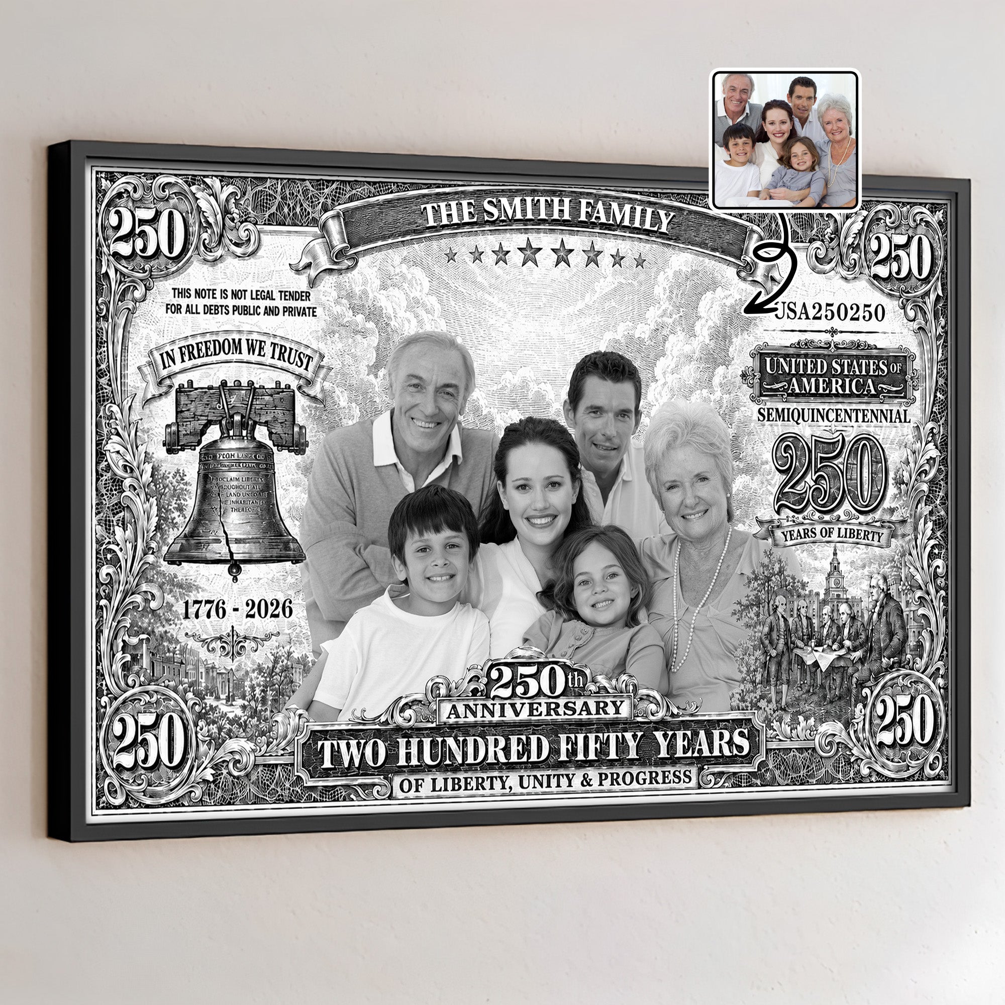 Personalized Custom Horizontal Poster 250 Years Liberty Bell Gift Poster GradoCreations