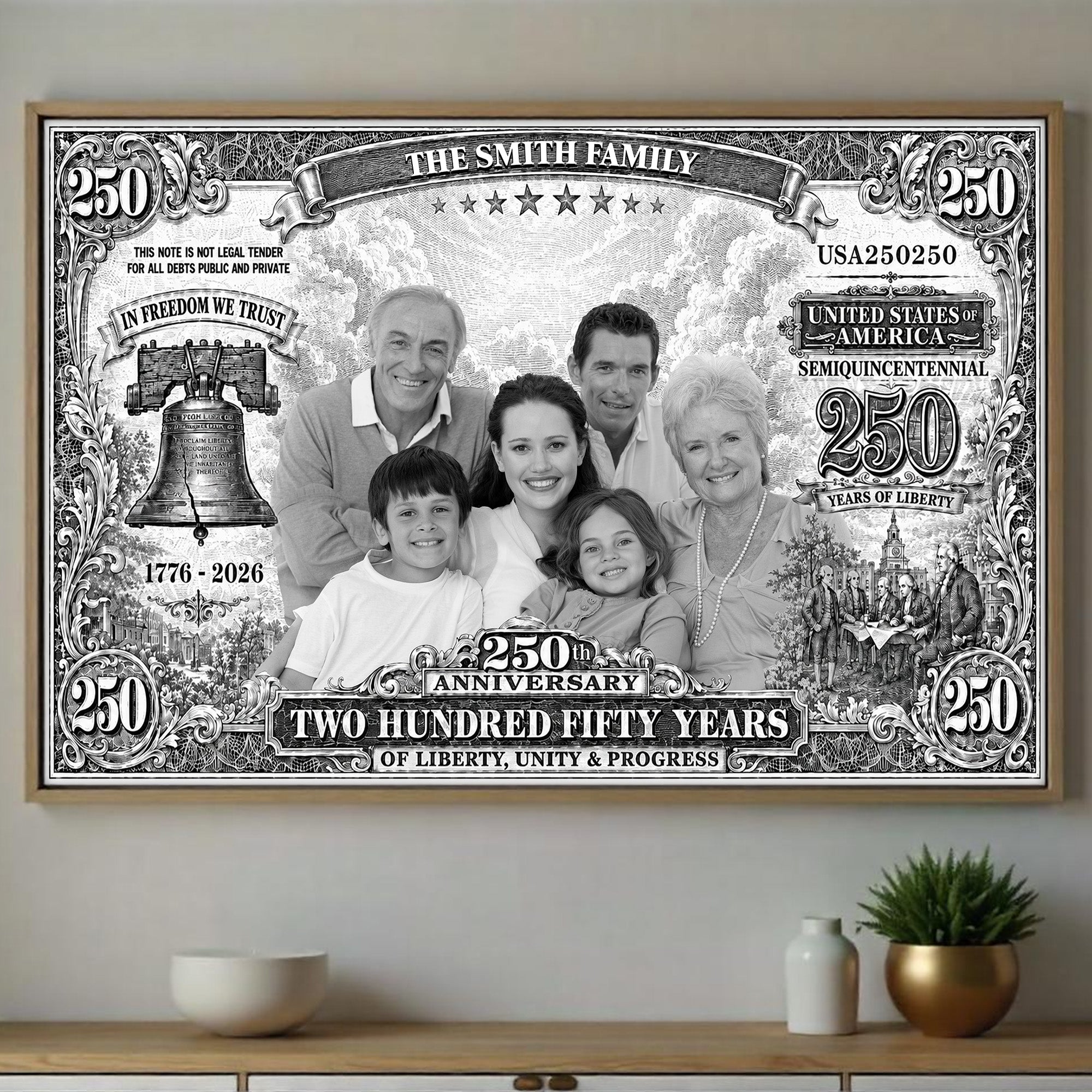 Personalized Custom Horizontal Poster 250 Years Liberty Bell Gift Poster GradoCreations