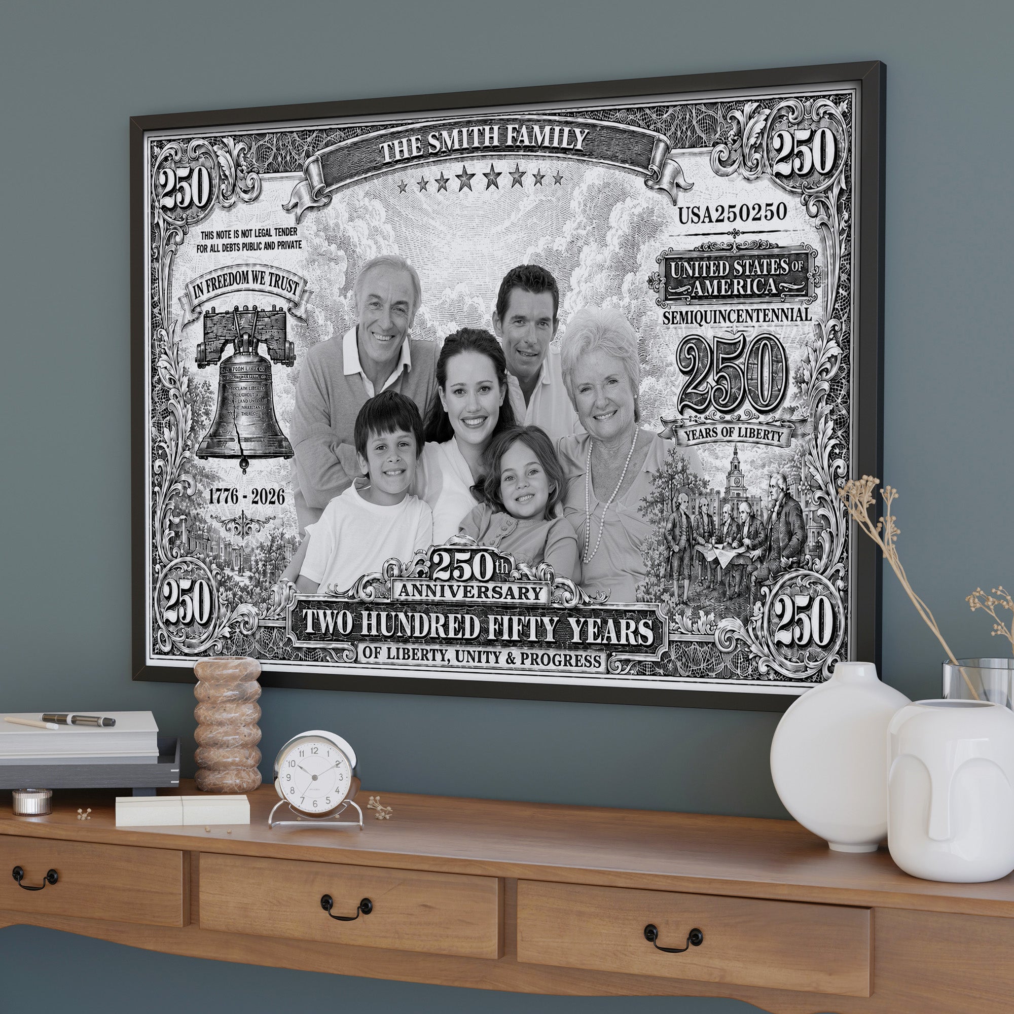 Personalized Custom Horizontal Poster 250 Years Liberty Bell Gift Poster GradoCreations