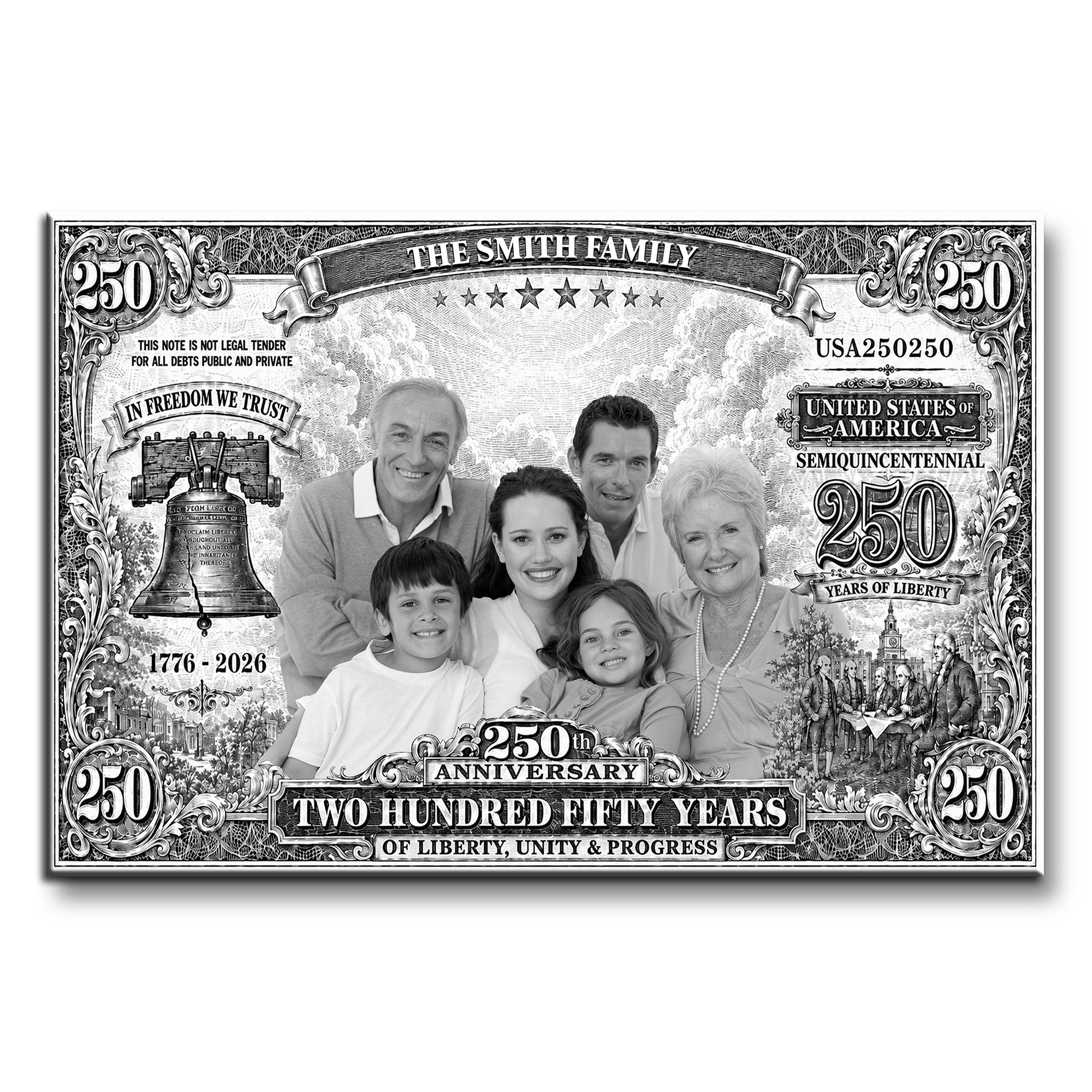 Personalized Custom Horizontal Poster 250 Years Liberty Bell Gift Poster GradoCreations