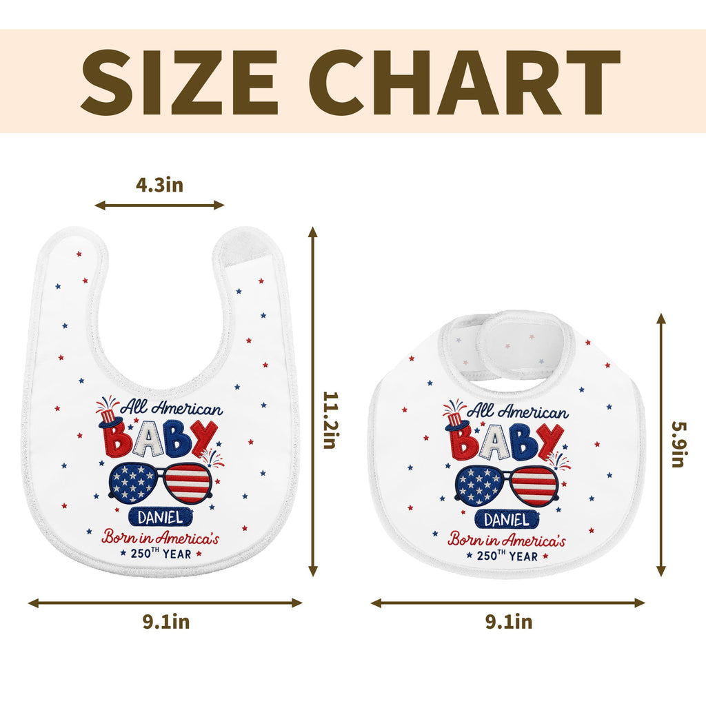 Personalized Cotton Baby Bib Custom Name Gift for July 4th Baby Bib GradoCreations
