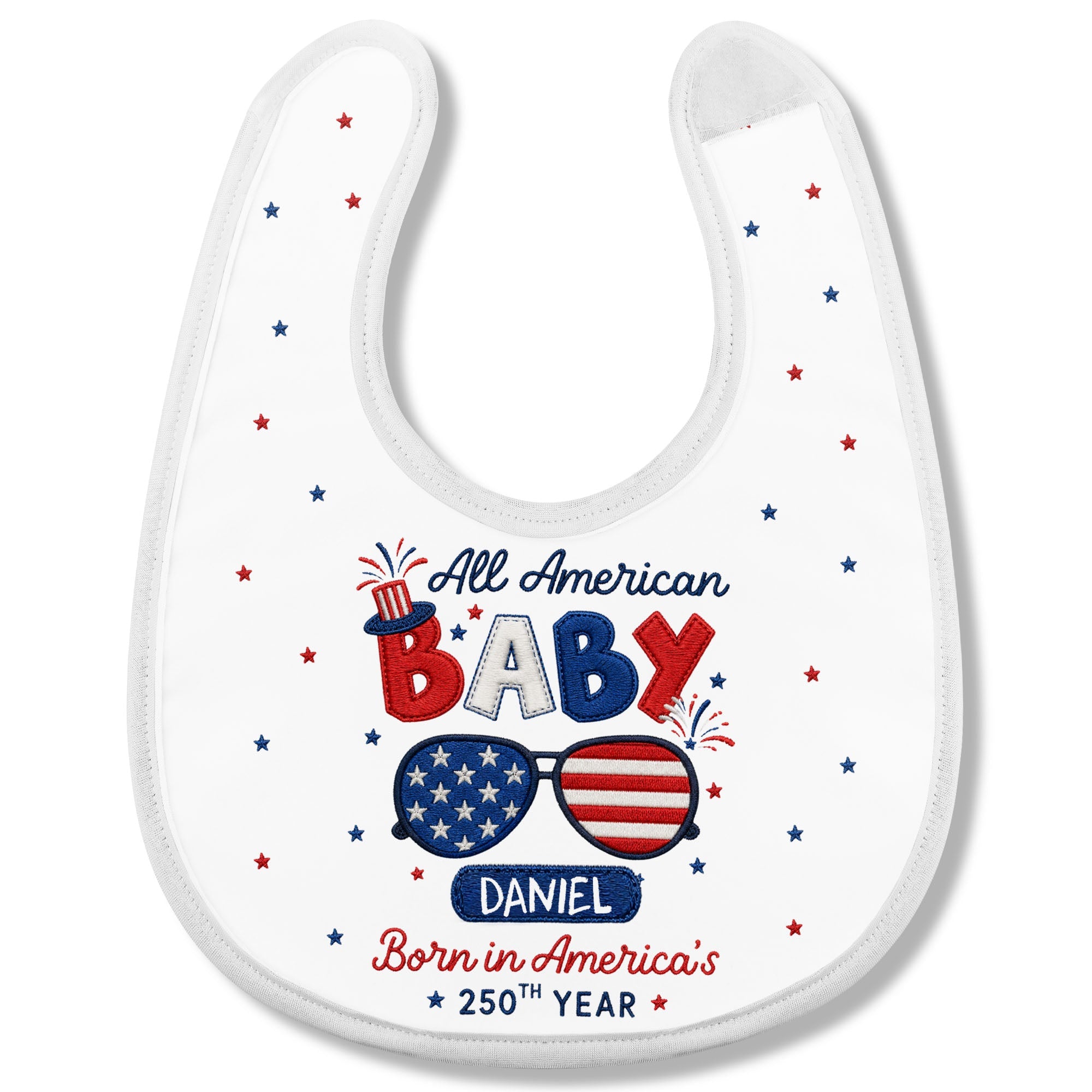 Personalized Cotton Baby Bib Custom Name Gift for July 4th Baby Bib GradoCreations